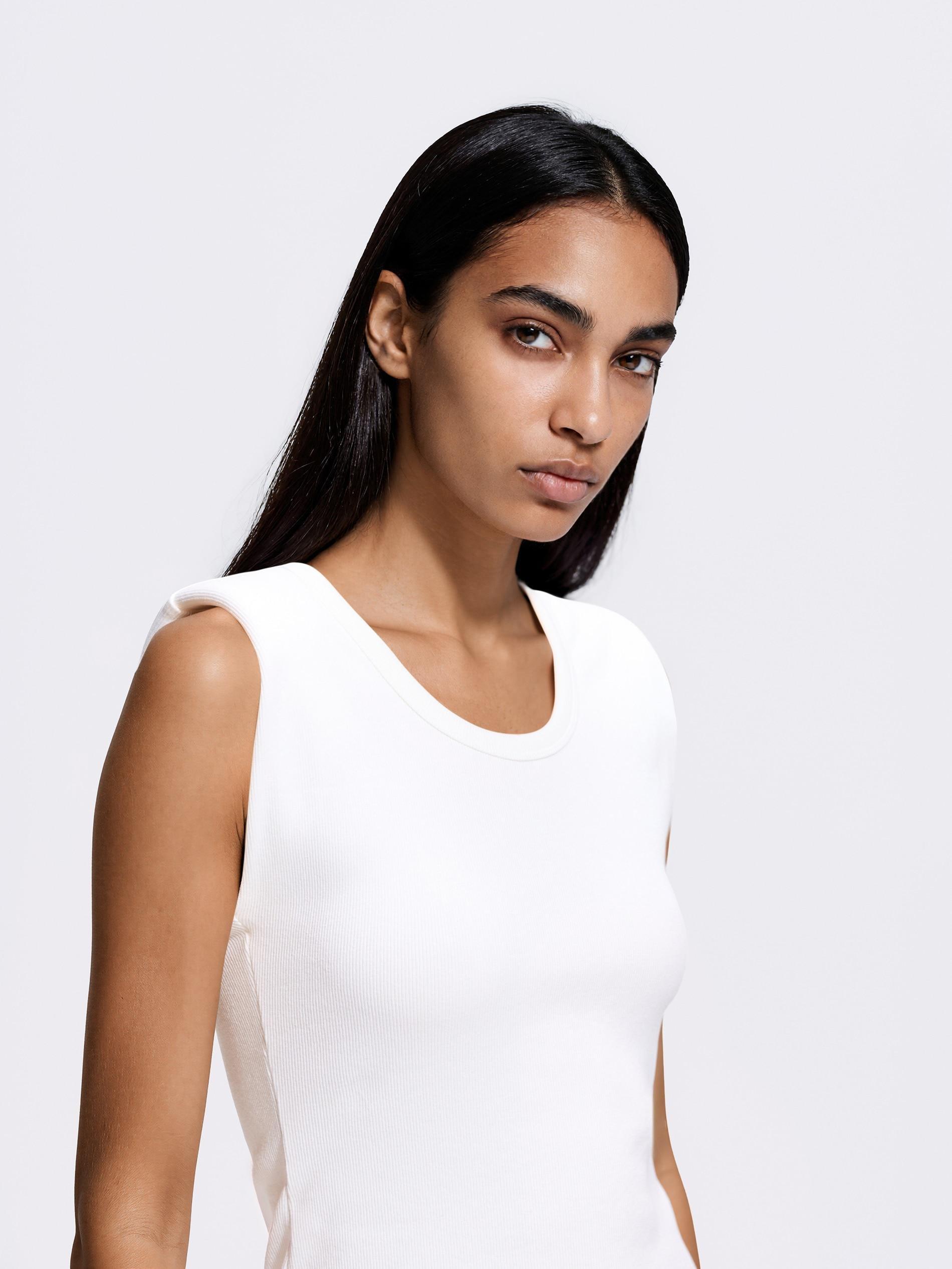 Cream Blouse With Shoulder Pads, Ivory, large image number 1
