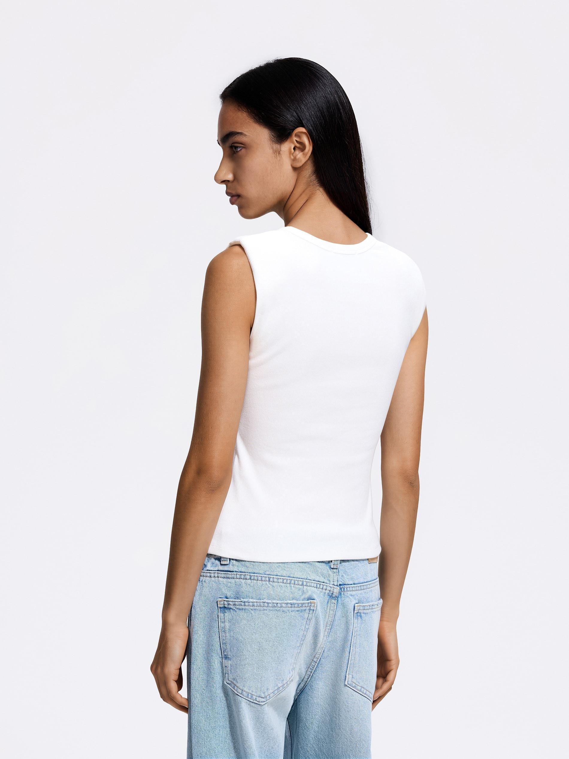 Cream Blouse With Shoulder Pads, Ivory, large image number 3