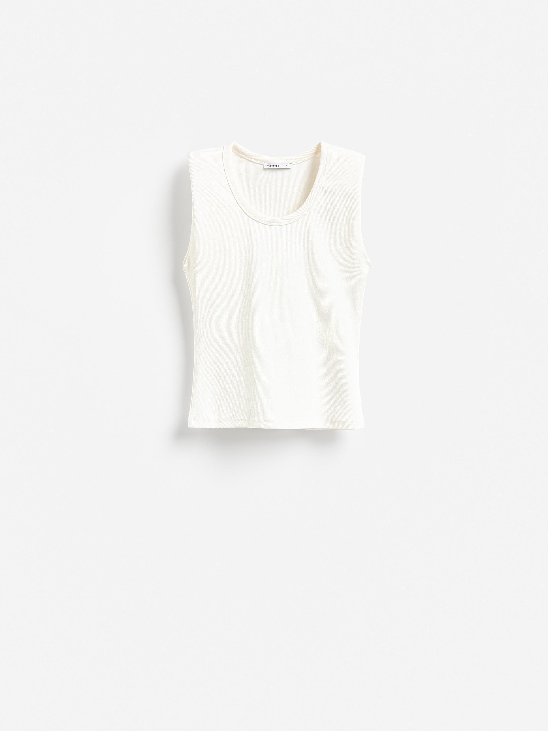 Cream Blouse With Shoulder Pads, Ivory, large image number 4