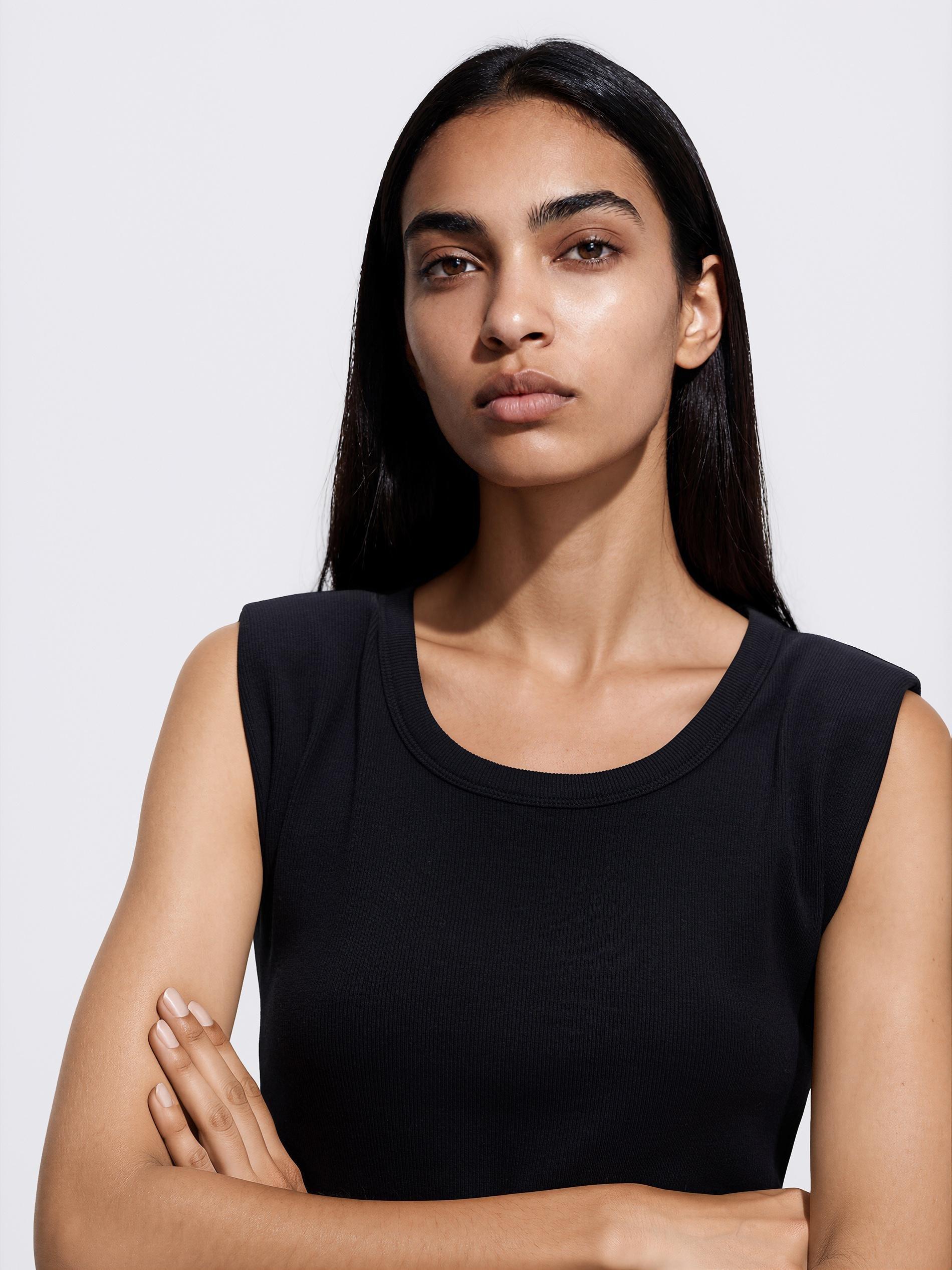 Black Blouse With Shoulder Pads, Black, medium