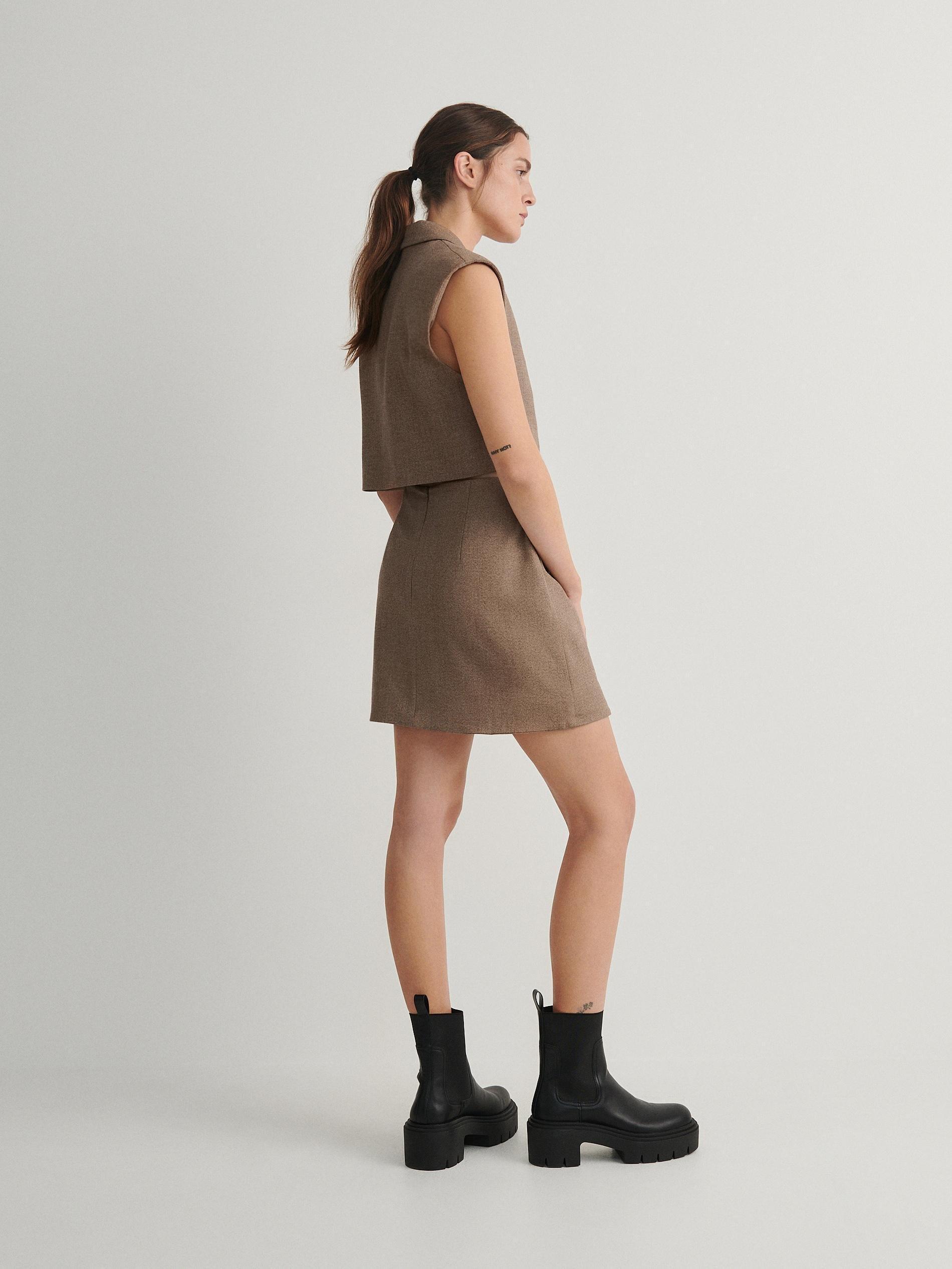 Beige Skirt With Asymmetric Pleat Detail, , large image number 2