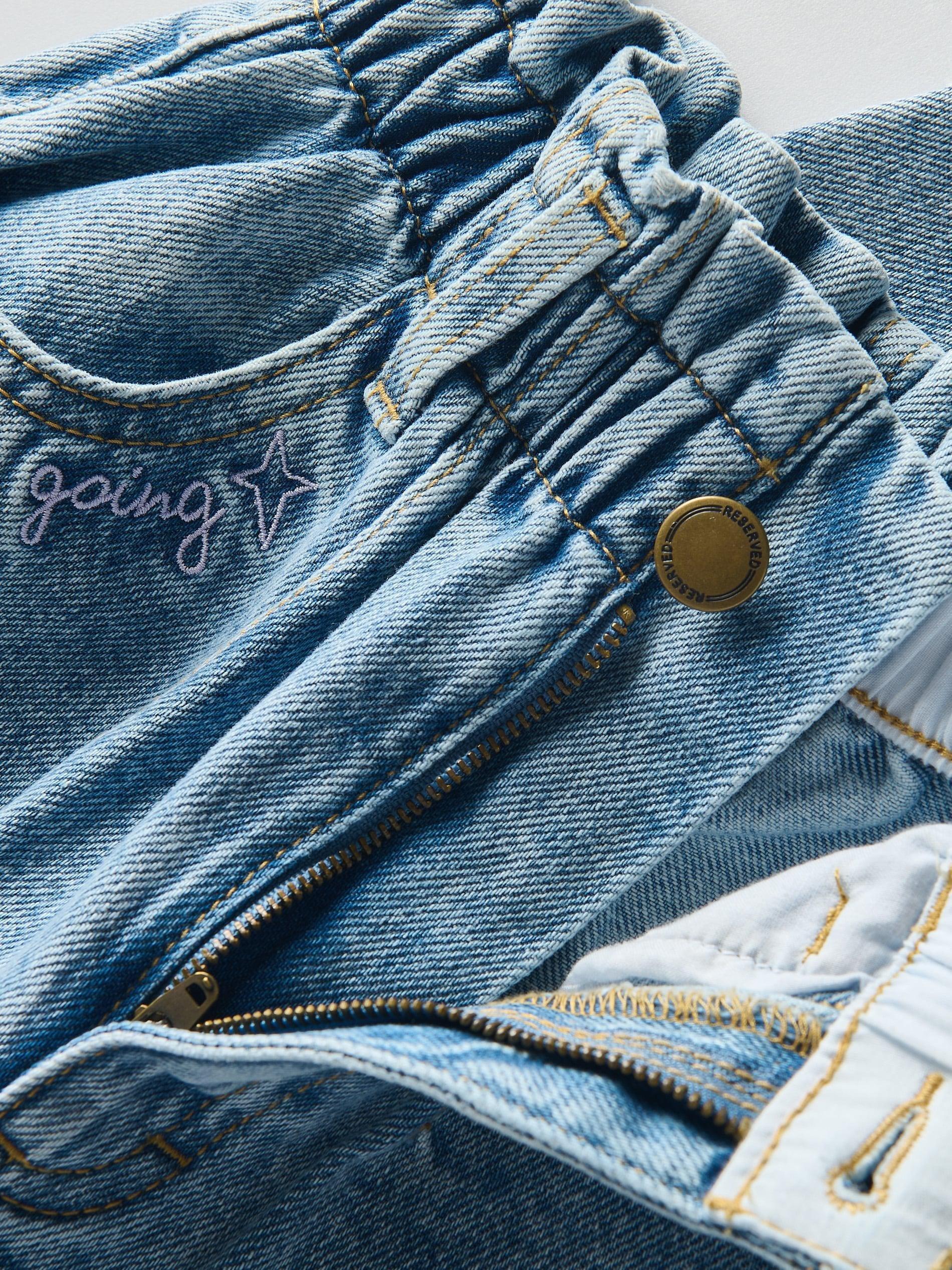 Blue Baggy Jeans With Embroidered Detail, Blue, large image number 3