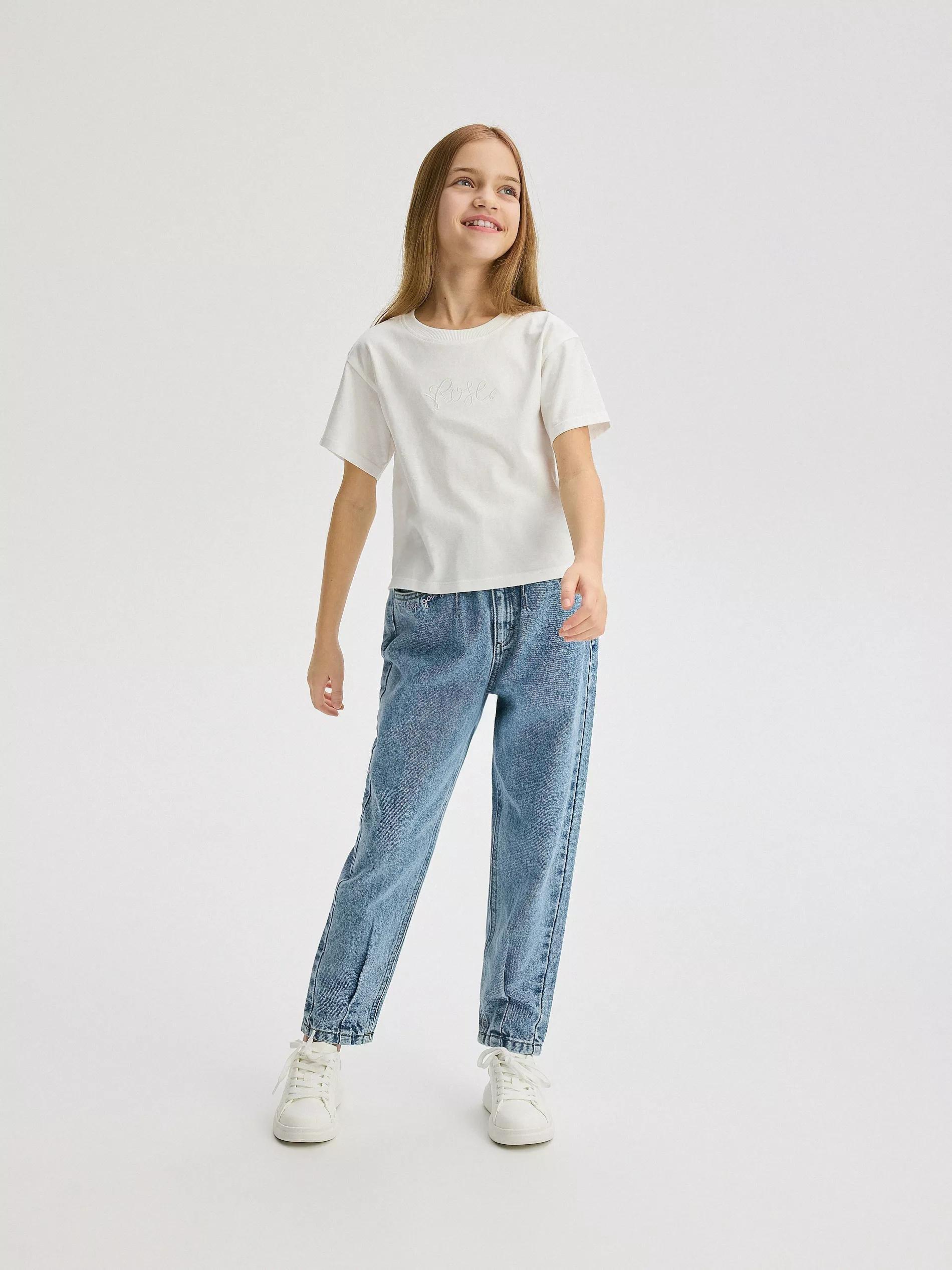 Blue Baggy Jeans With Embroidered Detail, Blue, large image number 5