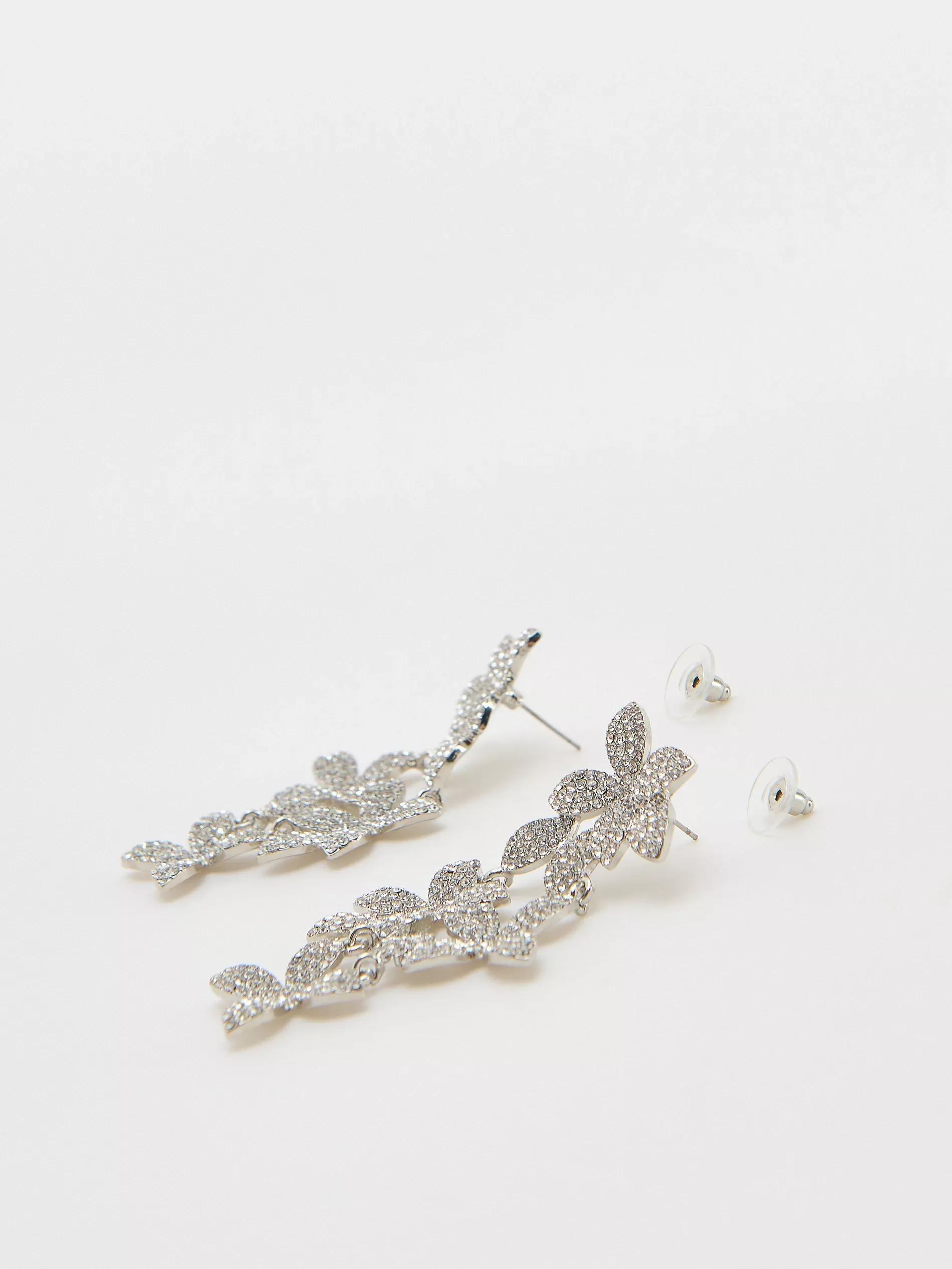 Silver Detailed Earrings, Silver, large image number 2