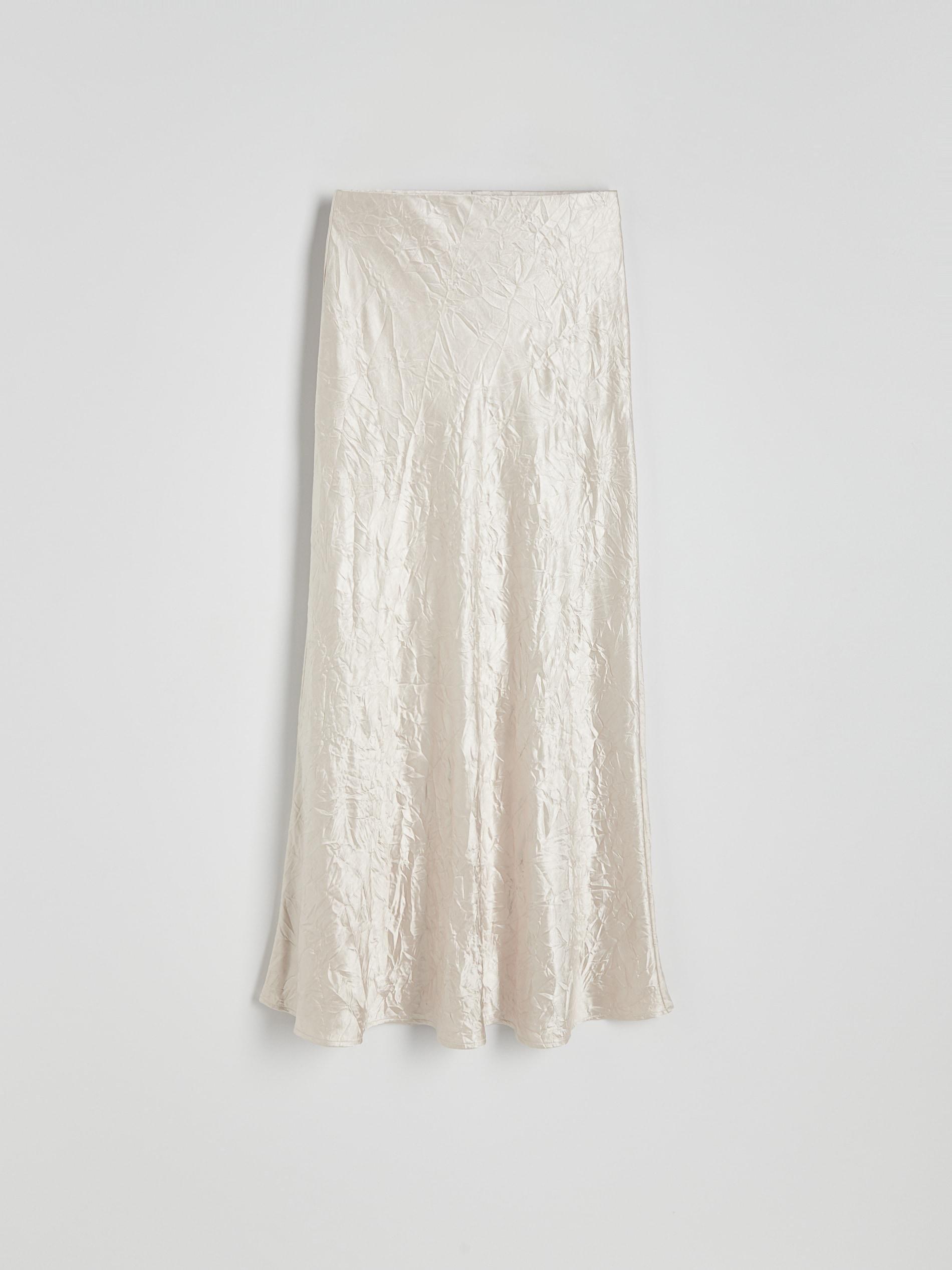 Beige Crushed Fabric Maxi Skirt, , large image number 1