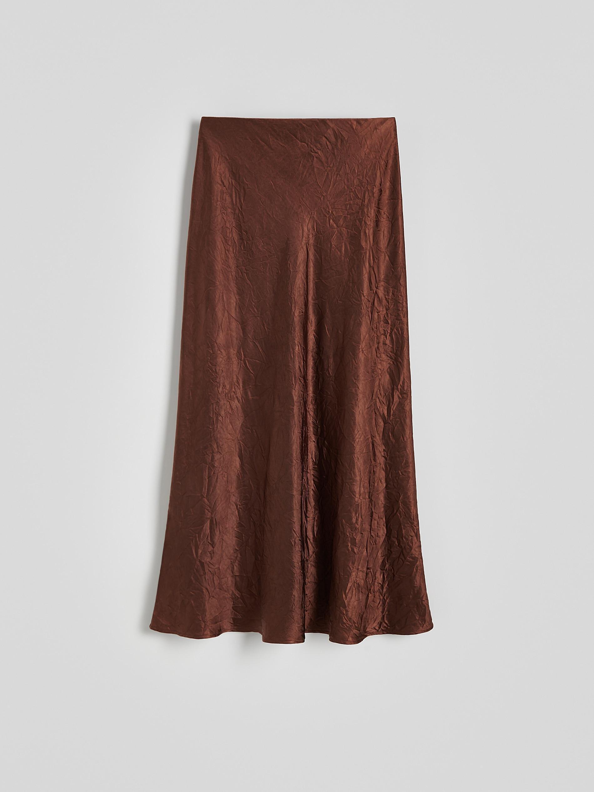 Brown Crushed Fabric Maxi Skirt, , large image number 5