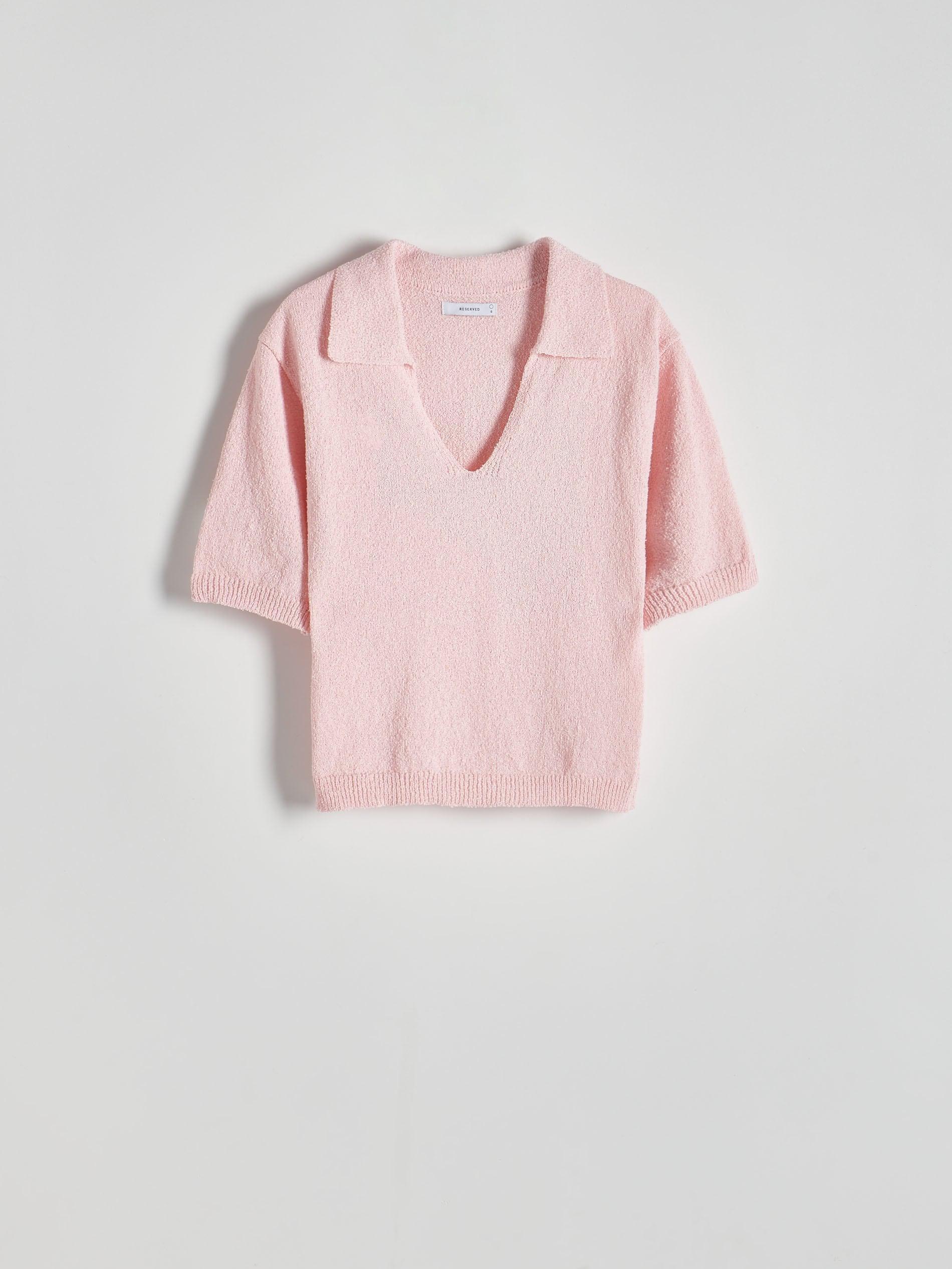 Reserved - pastel pink Polo style jersey blouse