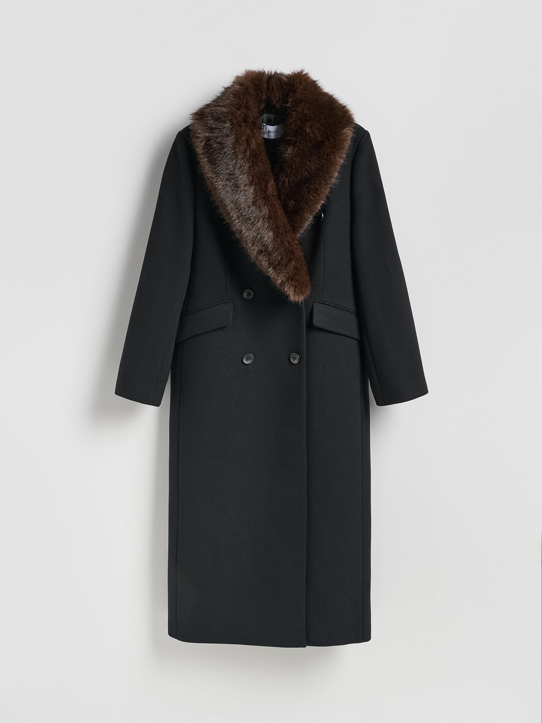 Black Wool Blend Coat, Black, large image number 5