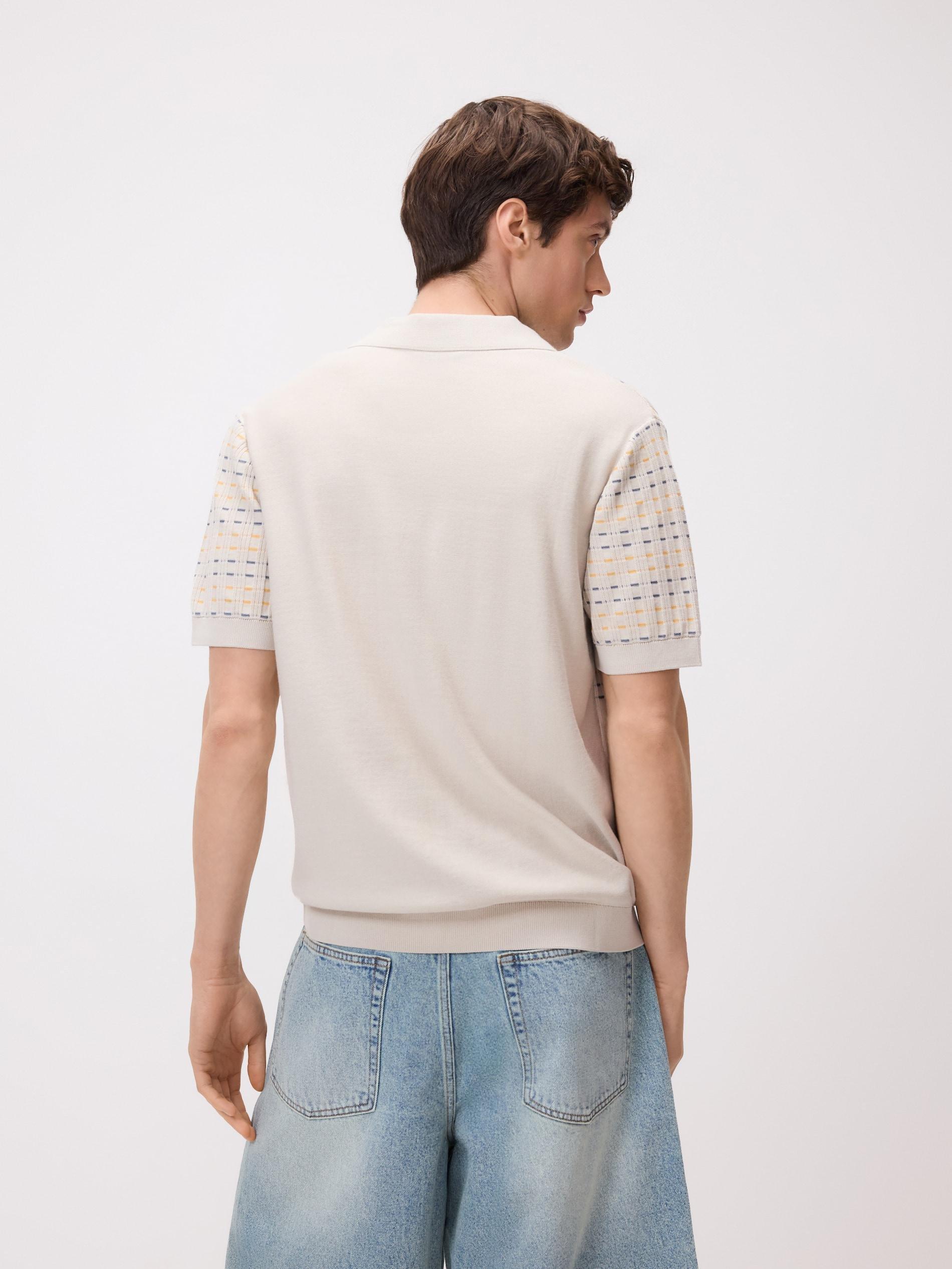 Beige Cotton Rich Polo Jumper, Beige, large image number 3