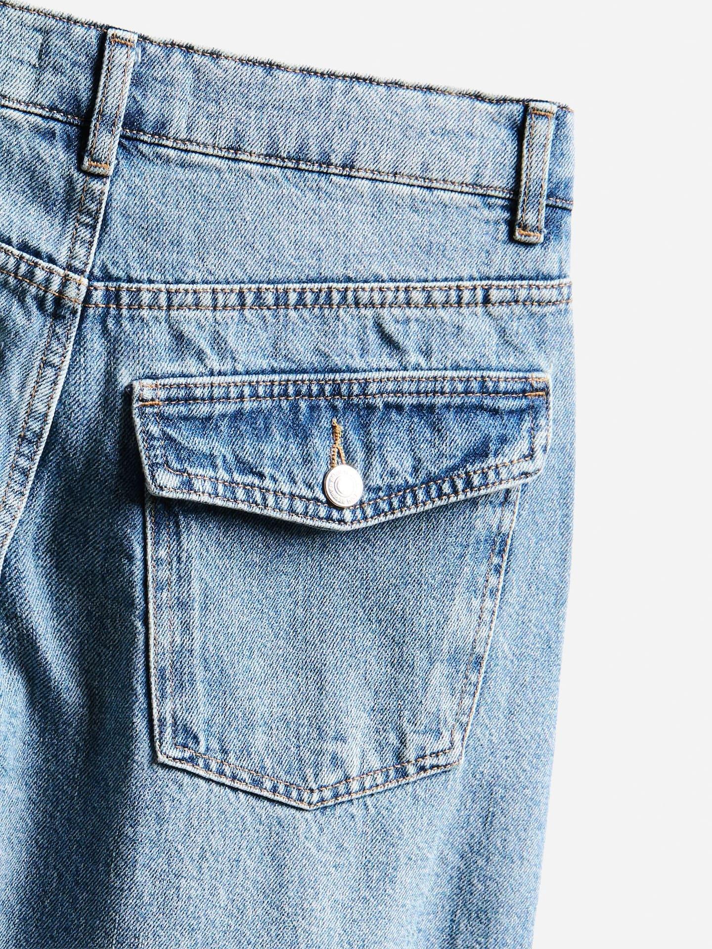 Blue Jeans Barrel Leg Jeans With Stitching, Blue, large image number 5