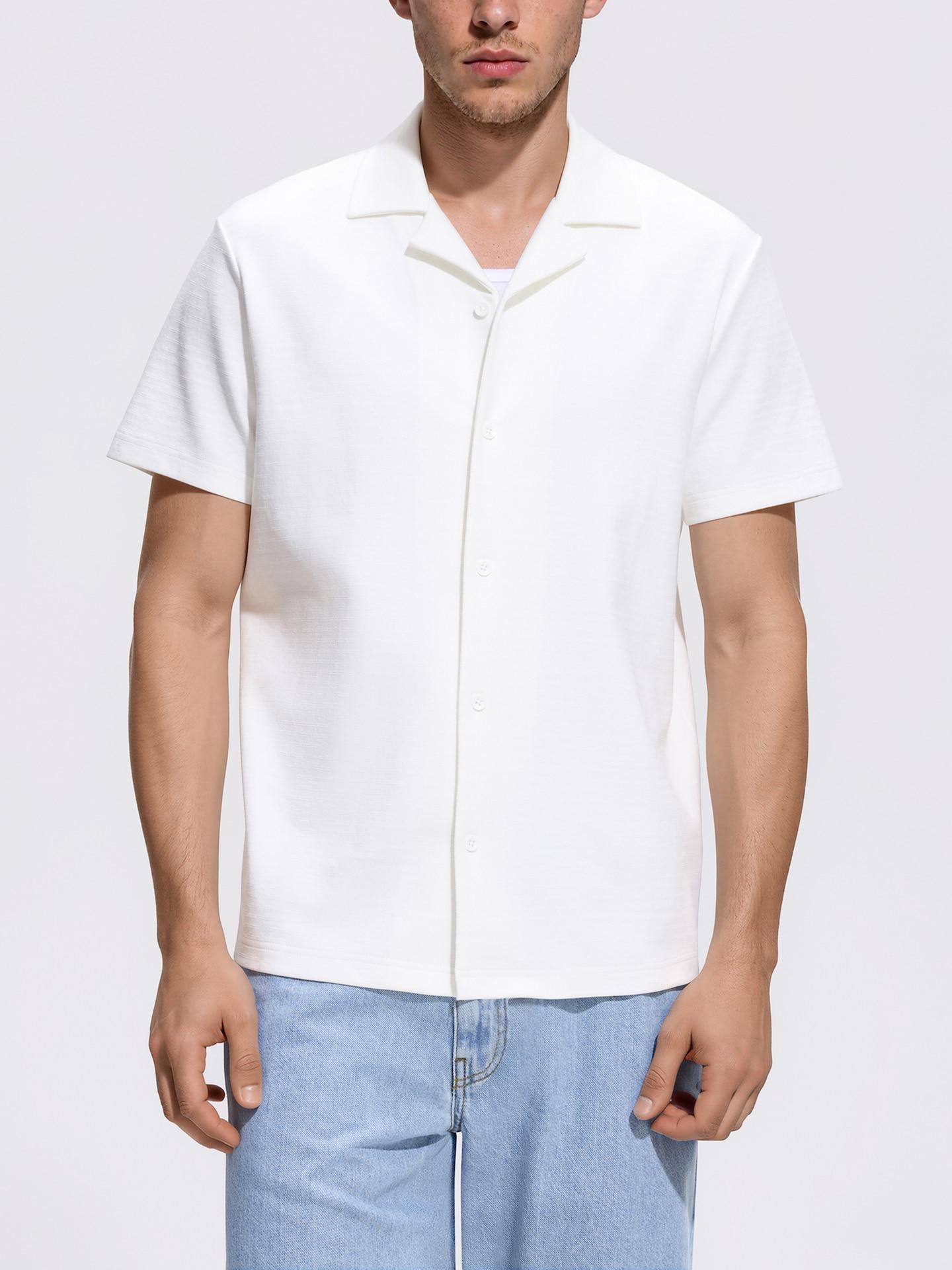 Cream Regular Fit Cotton Shirt, Ivory, medium