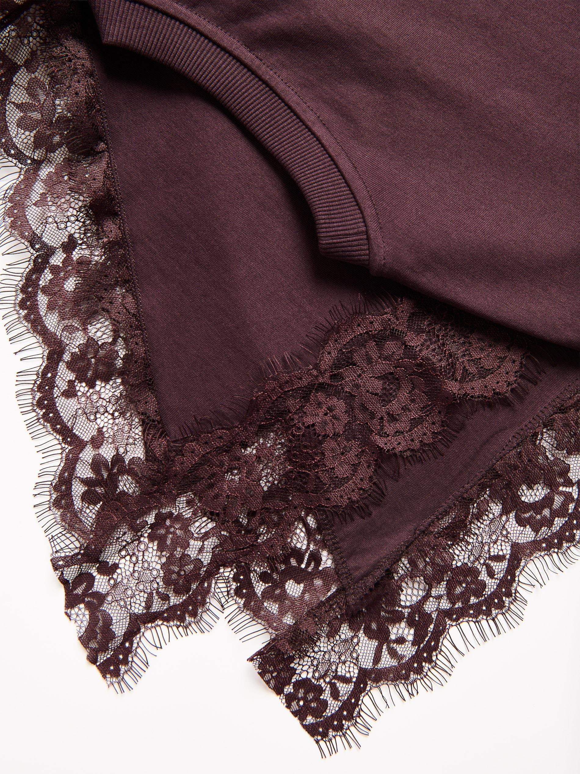 Maroon T-Shirt With Lace, Burgundy, large image number 5
