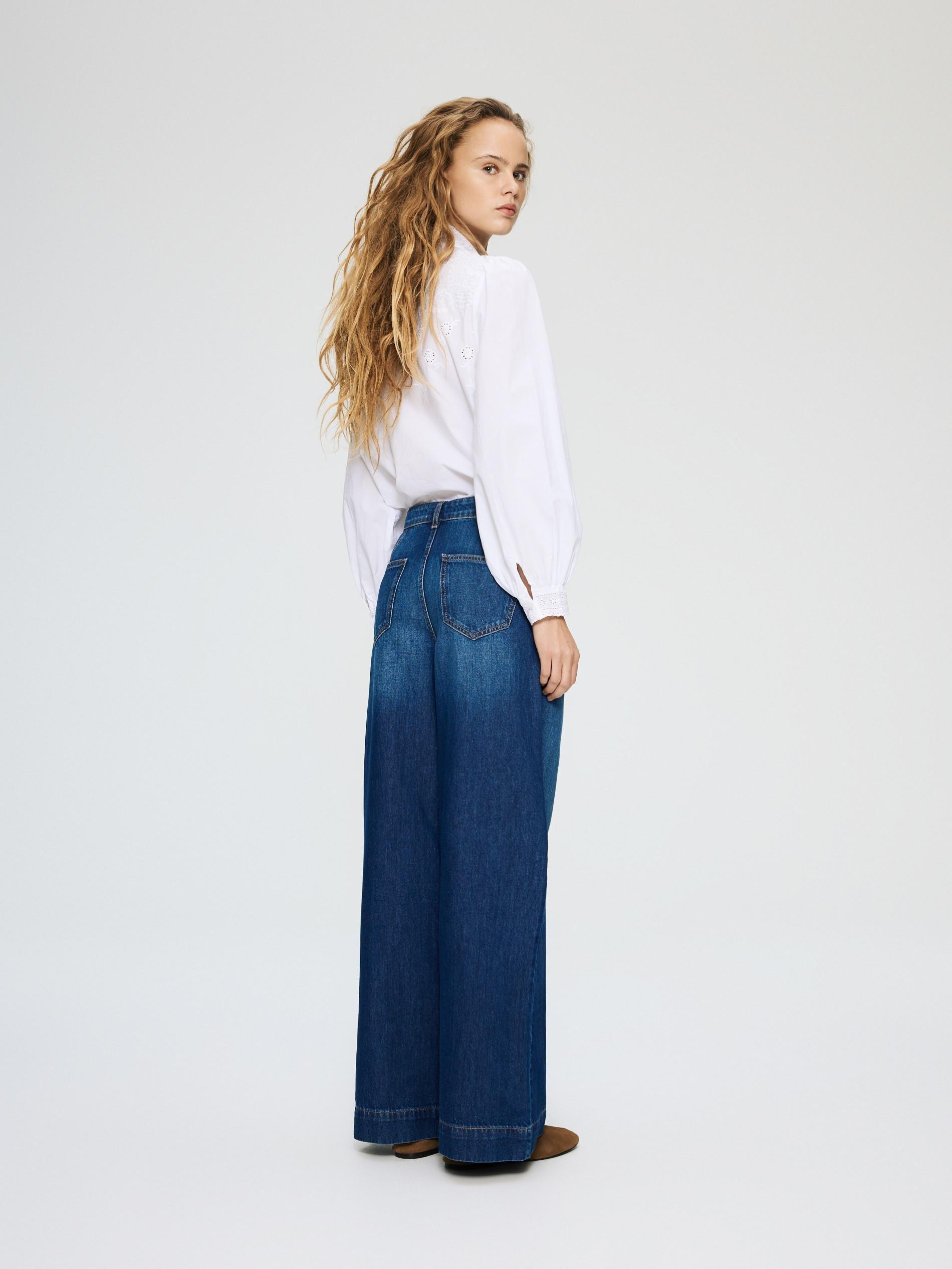 Navy Wide Leg Jeans, Navy, large image number 2