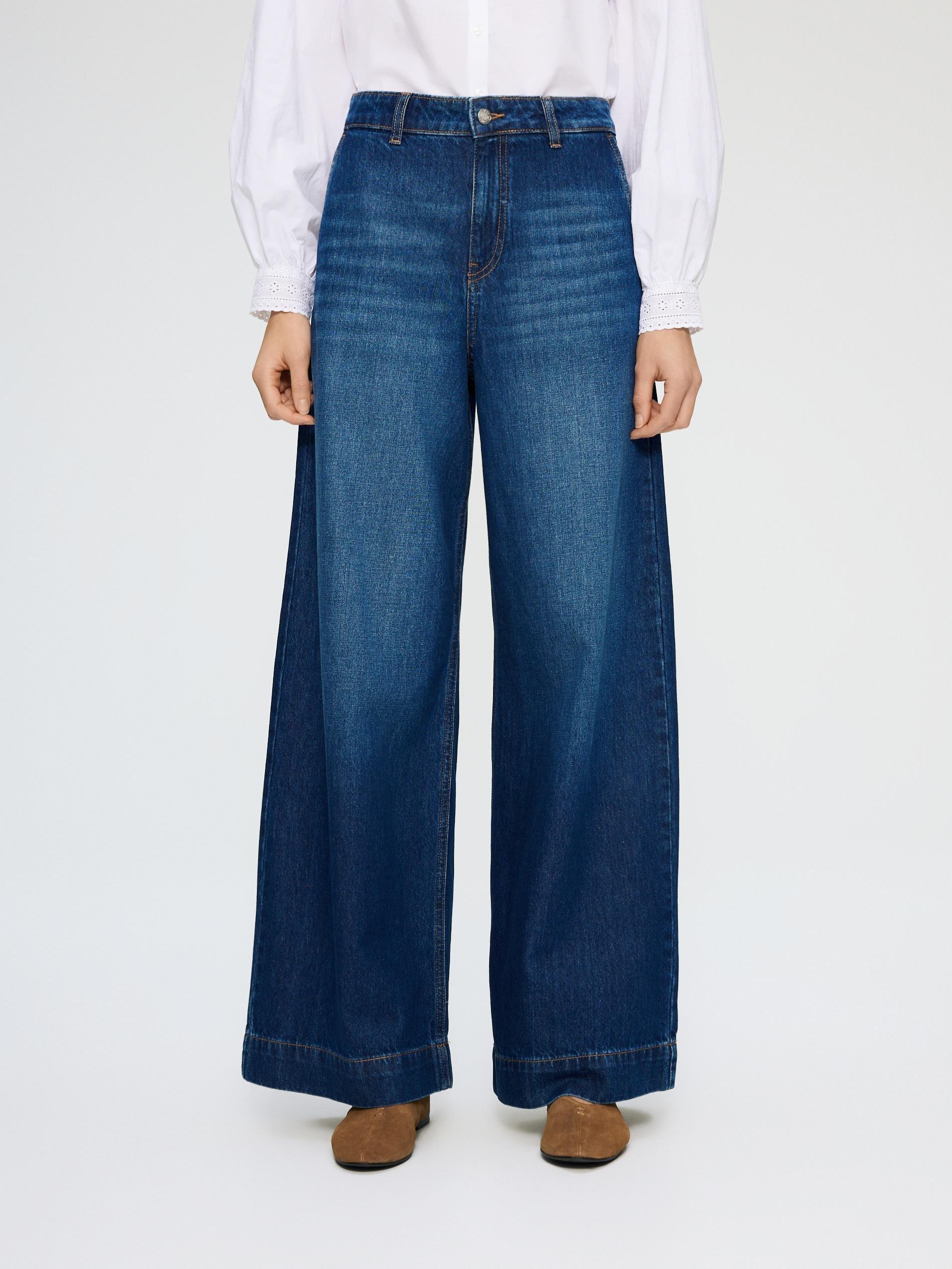 Navy Wide Leg Jeans, Navy, large image number 3