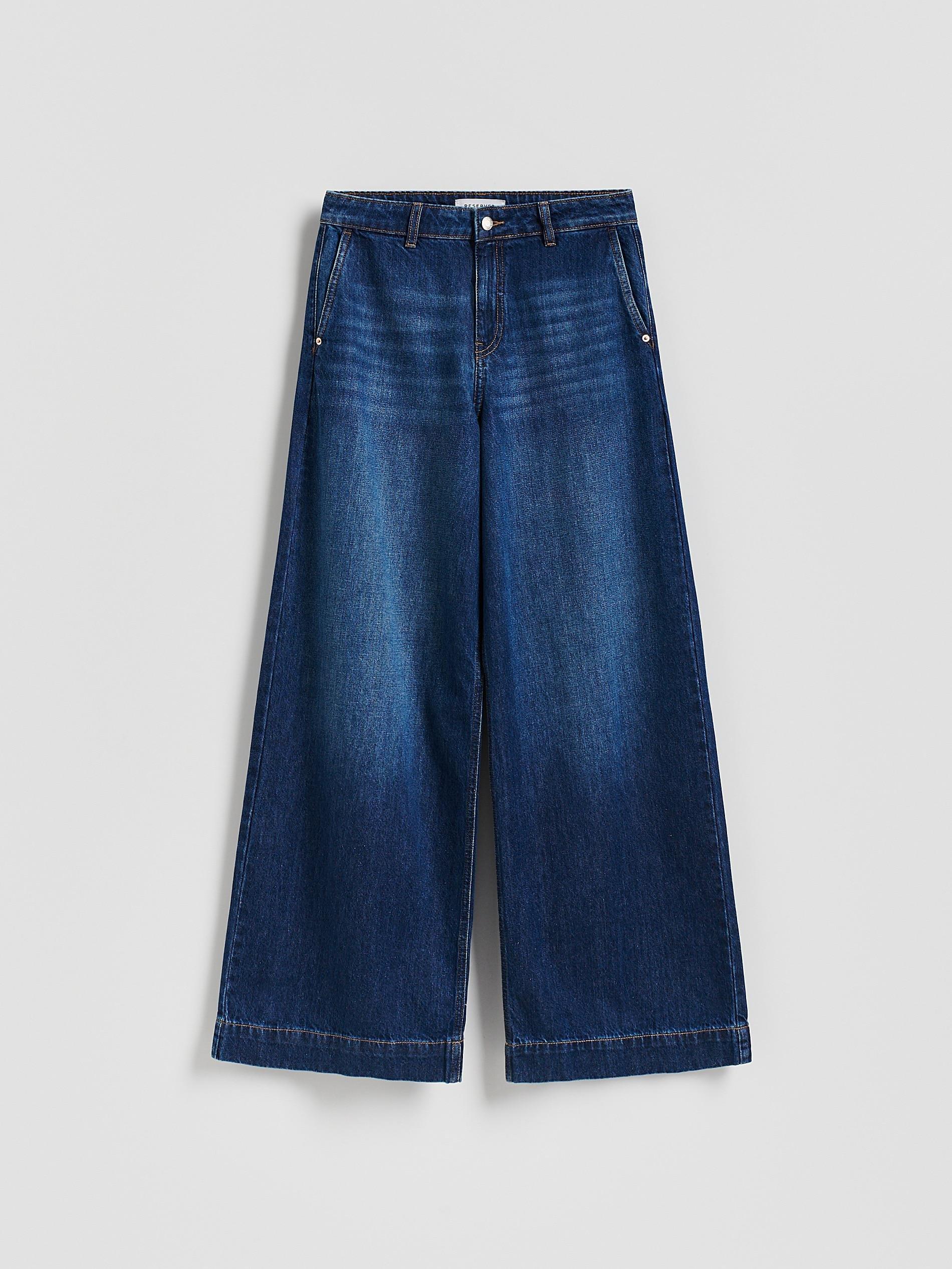 Navy Wide Leg Jeans, Navy, large image number 6