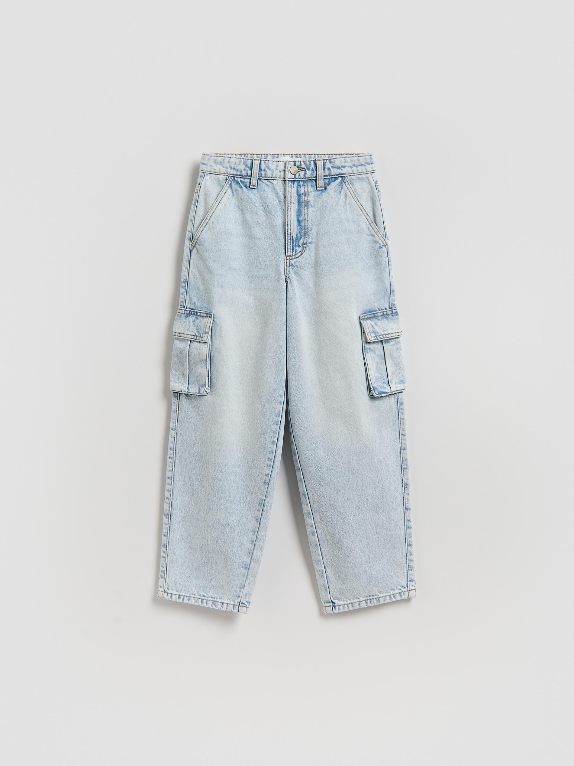 Blue Baggy Jeans With Cargo Pockets, Blue, large image number 0