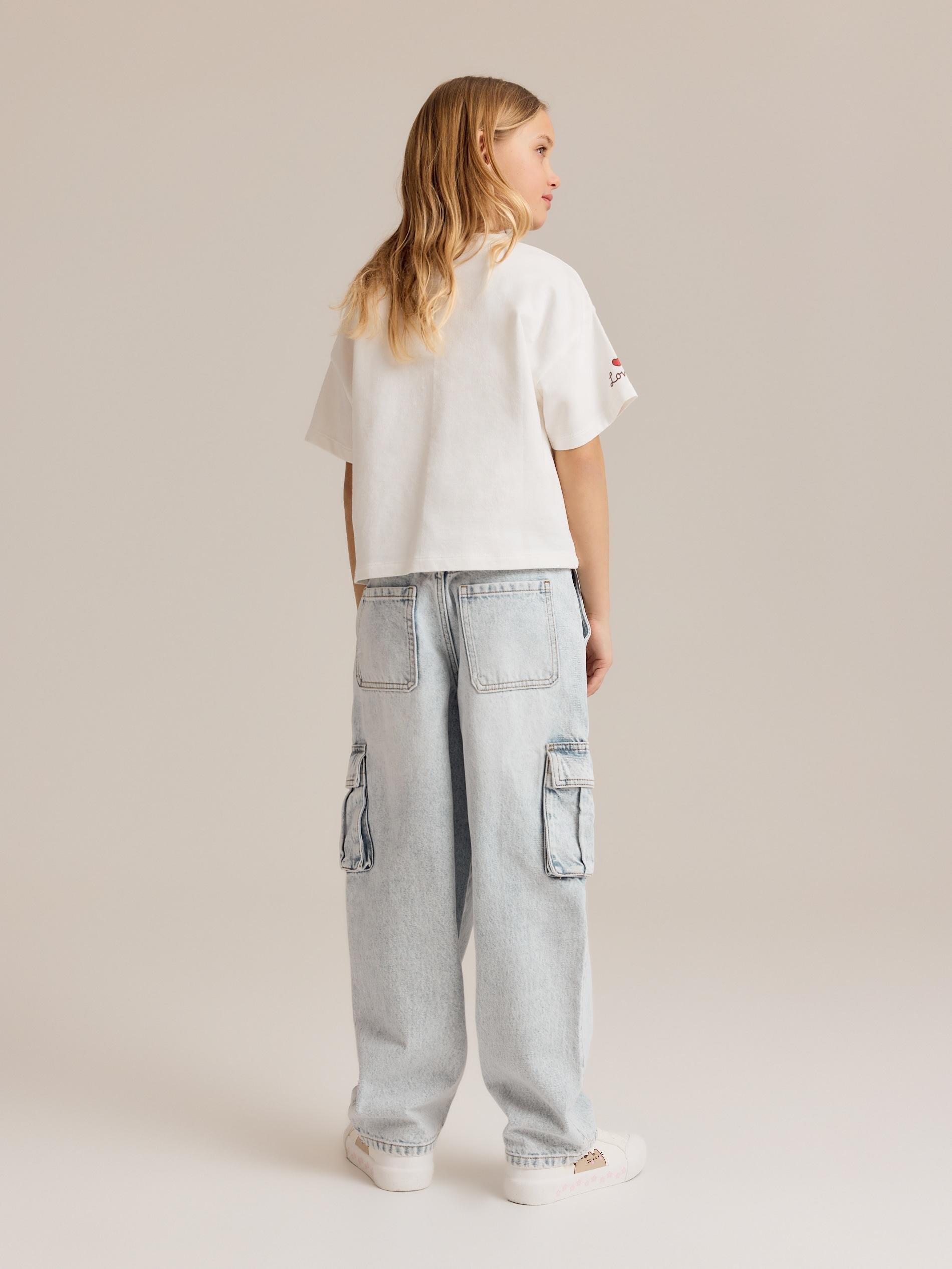 Blue Baggy Jeans With Cargo Pockets, Blue, large image number 4