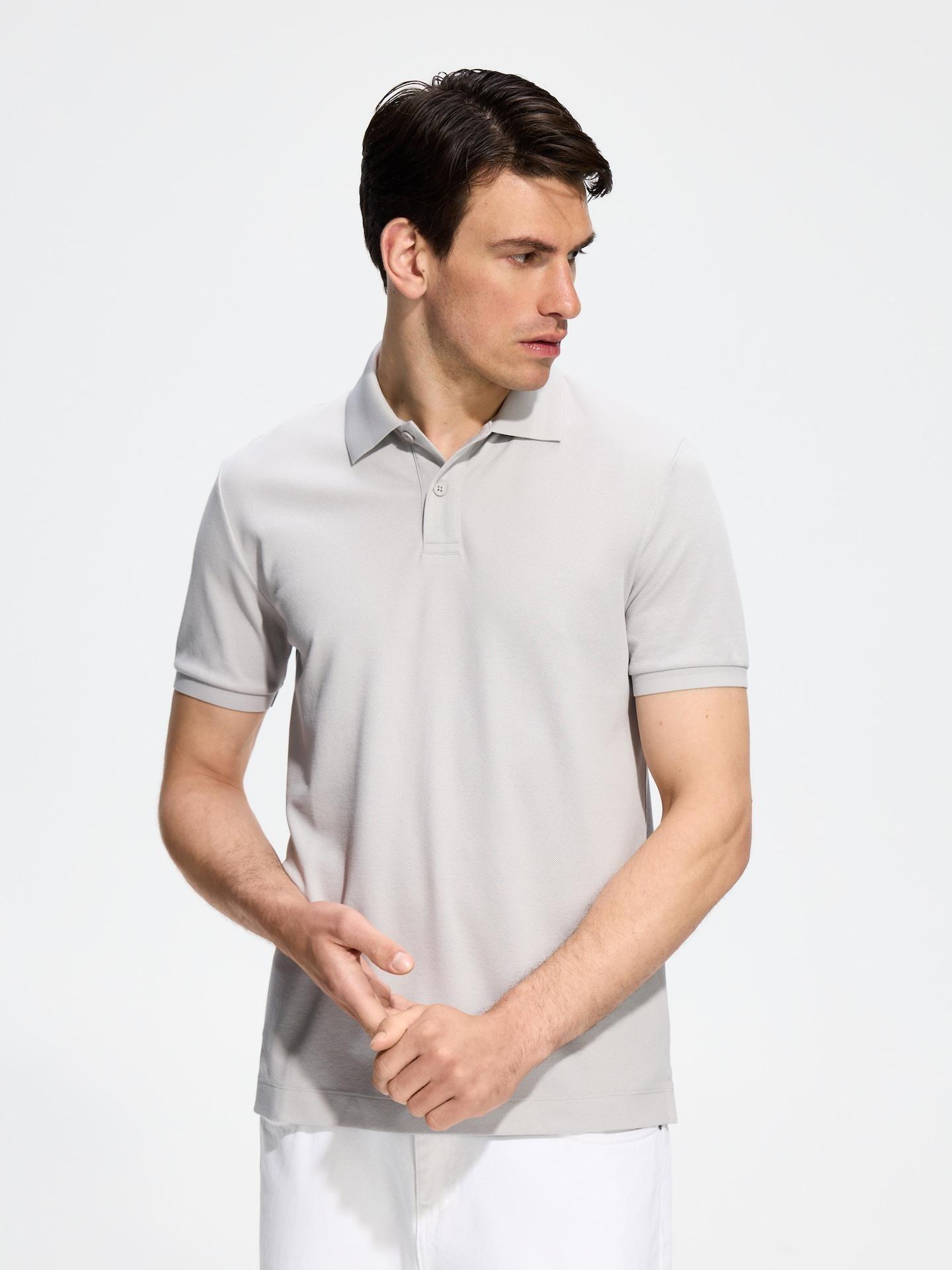 Grey Regular Fit Polo Shirt, Light grey, medium