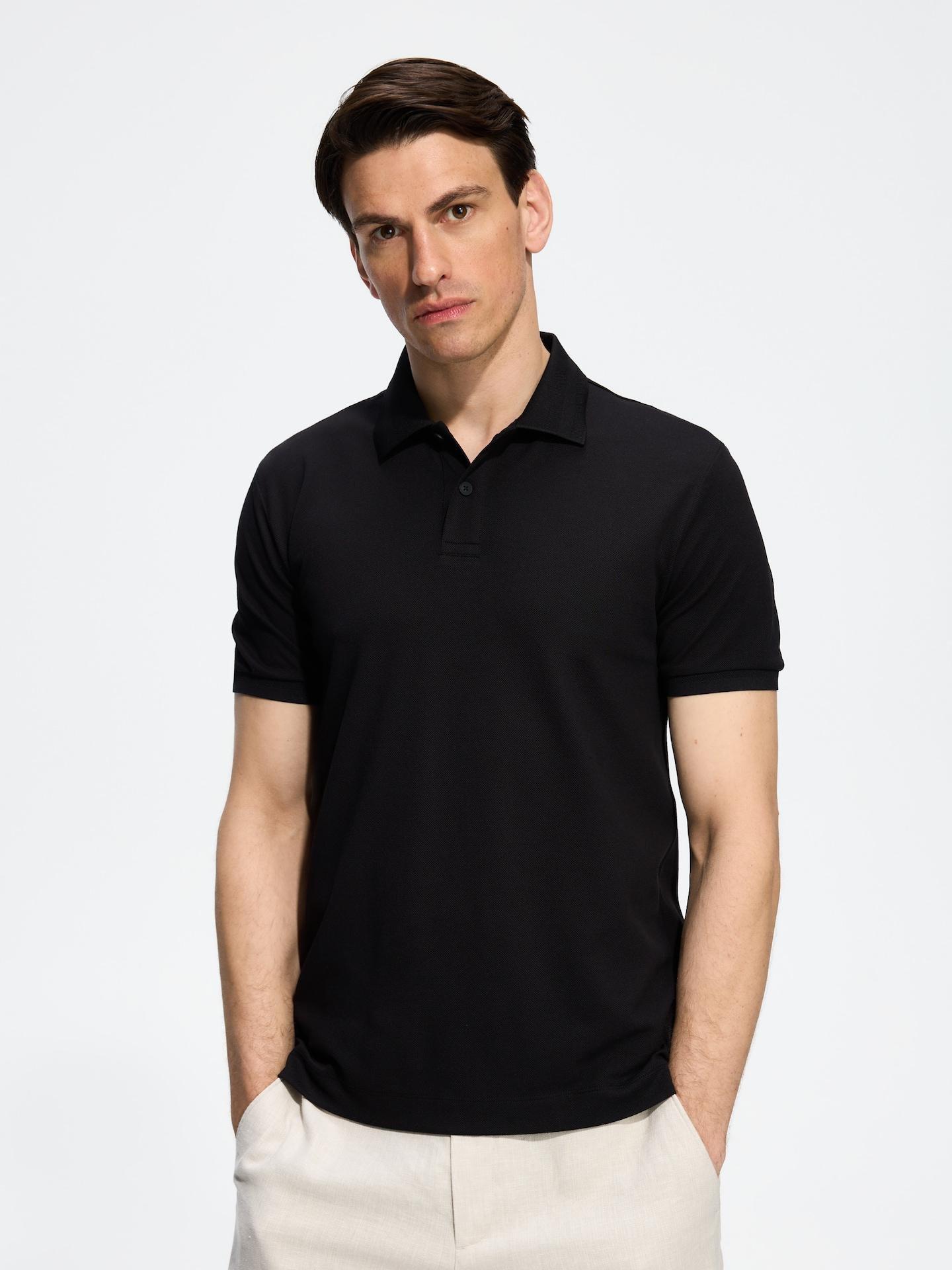 Black Regular Fit Polo Shirt, Black, medium