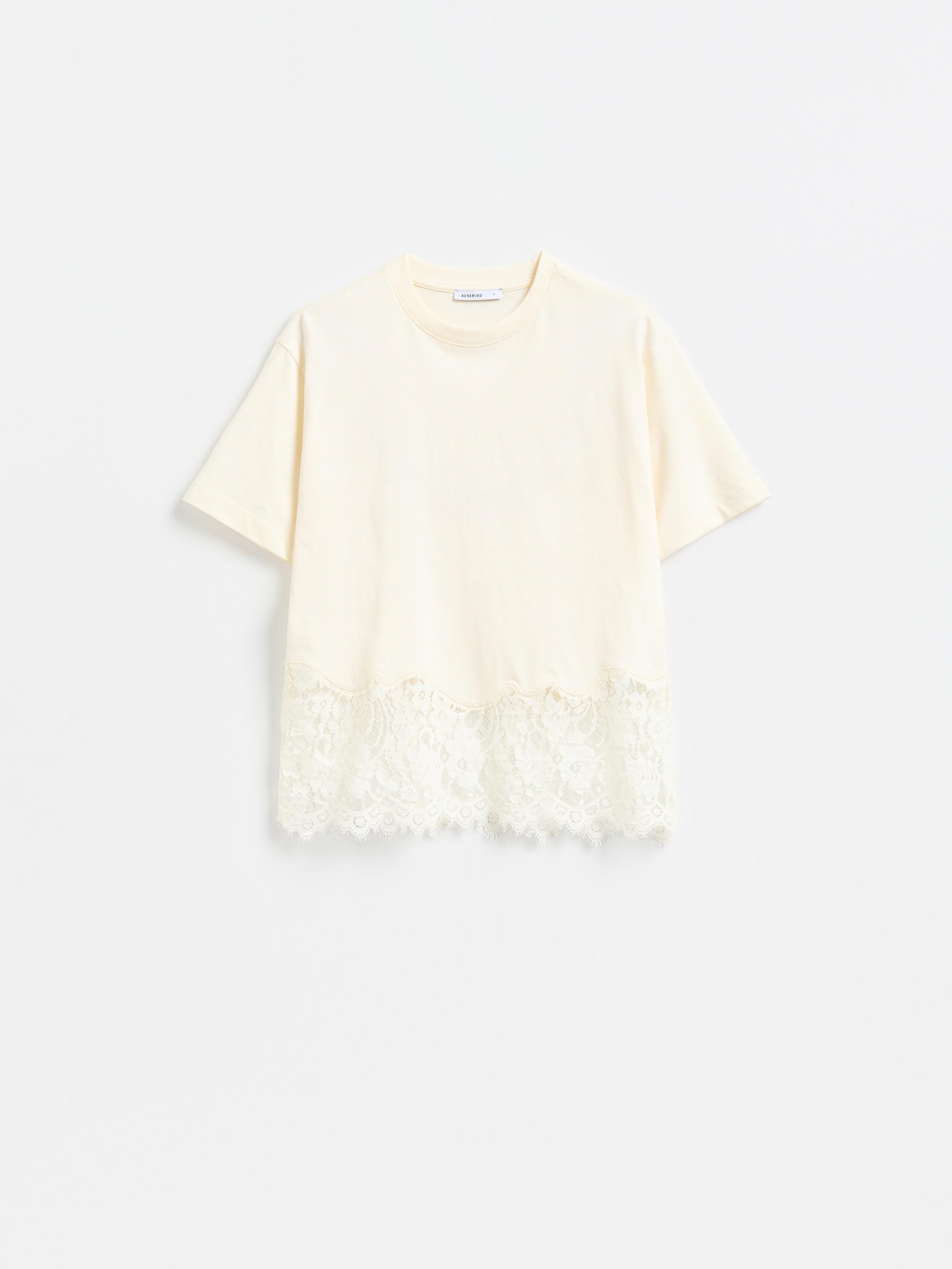 تيشيرت مع دانتيل كريمي, Ivory, large image number 4