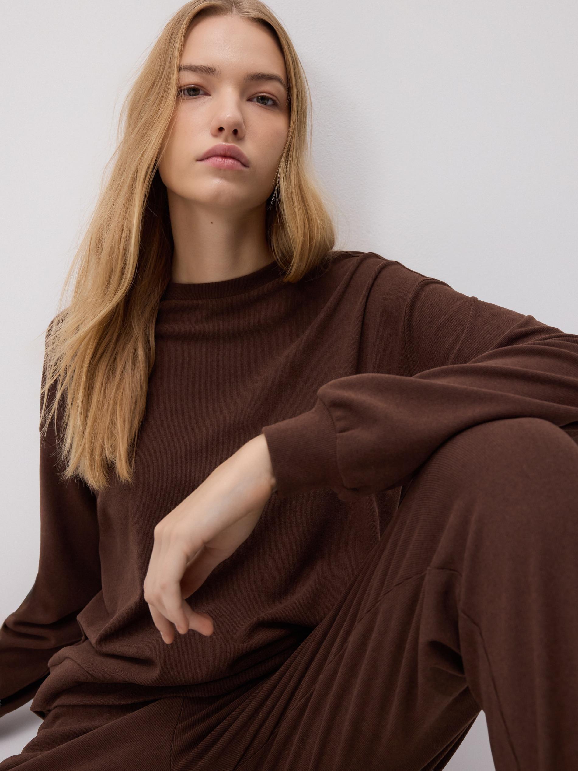 سويت شيرت سادة بني, Brown, medium
