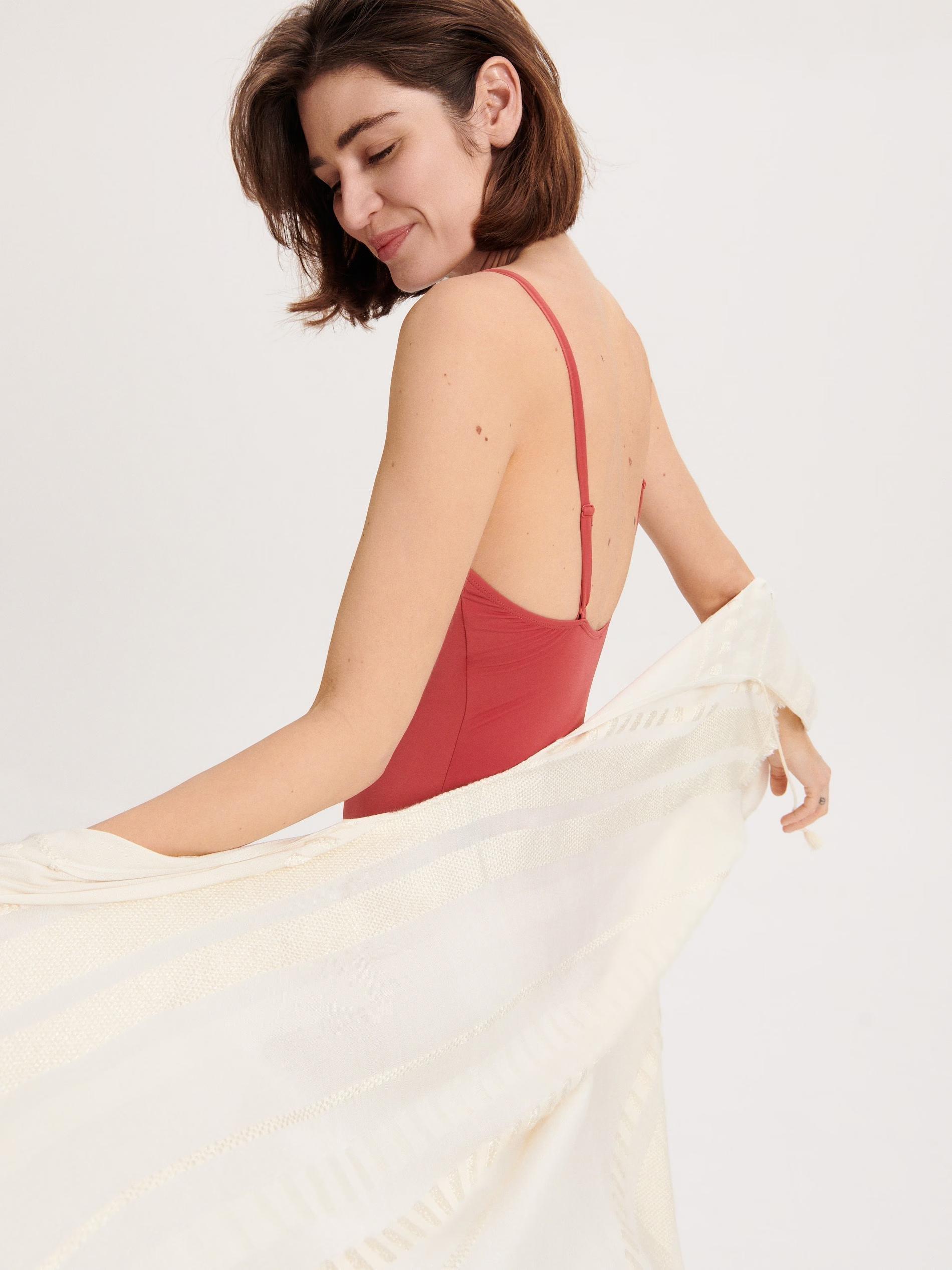 White V-Neck Midi Dress, Ivory, large image number 1