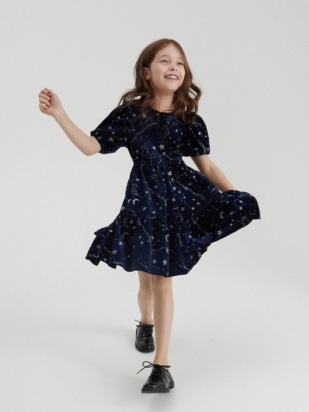 Reserved - Navy Velor Dress, Kids Girl