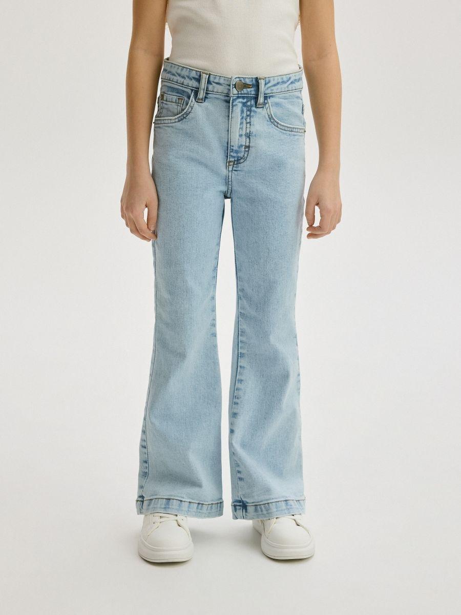Blue High-Waisted Flare Jeans, Blue, large image number 0