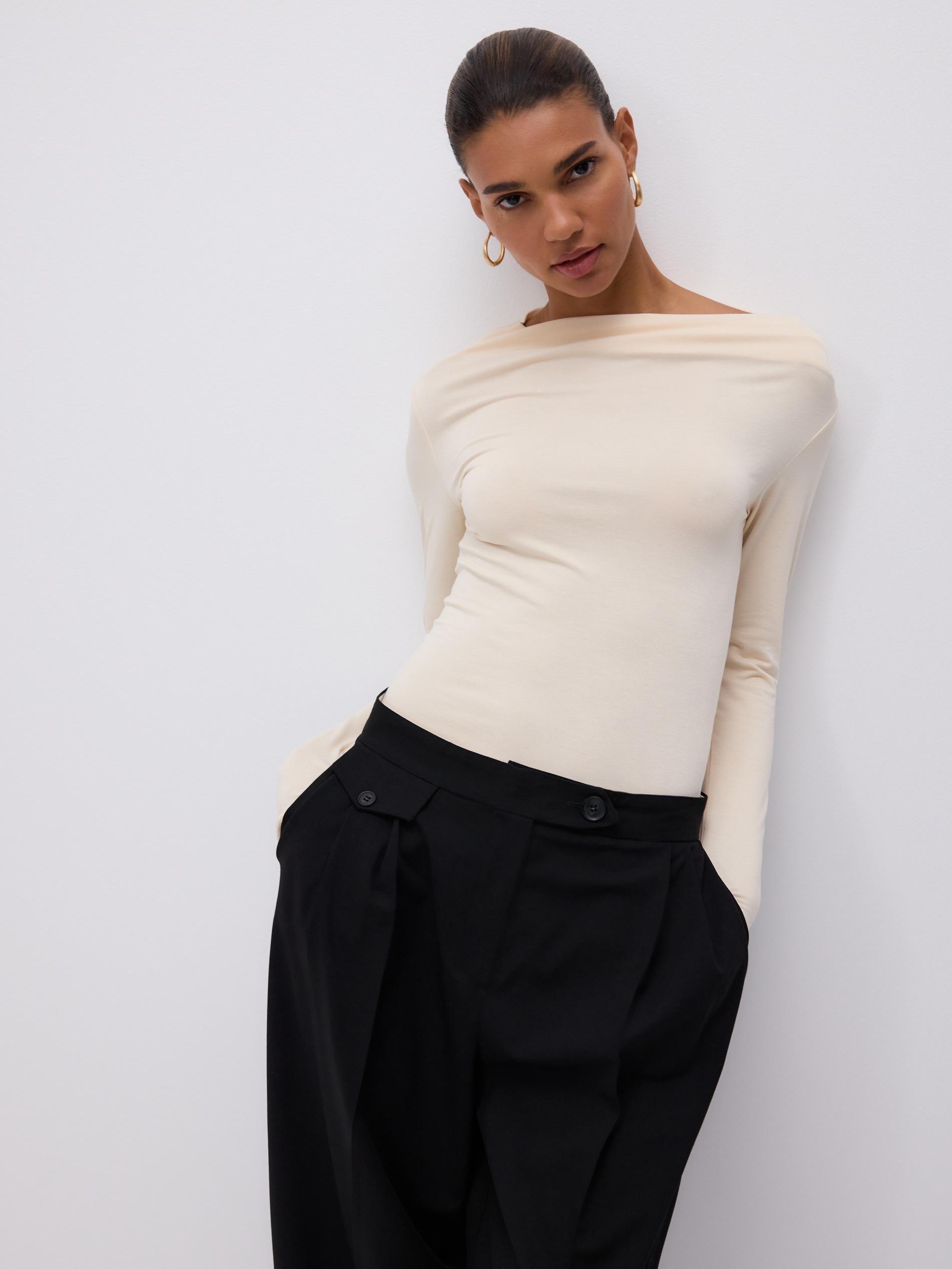 Black Wool Blend Trousers, Black, medium