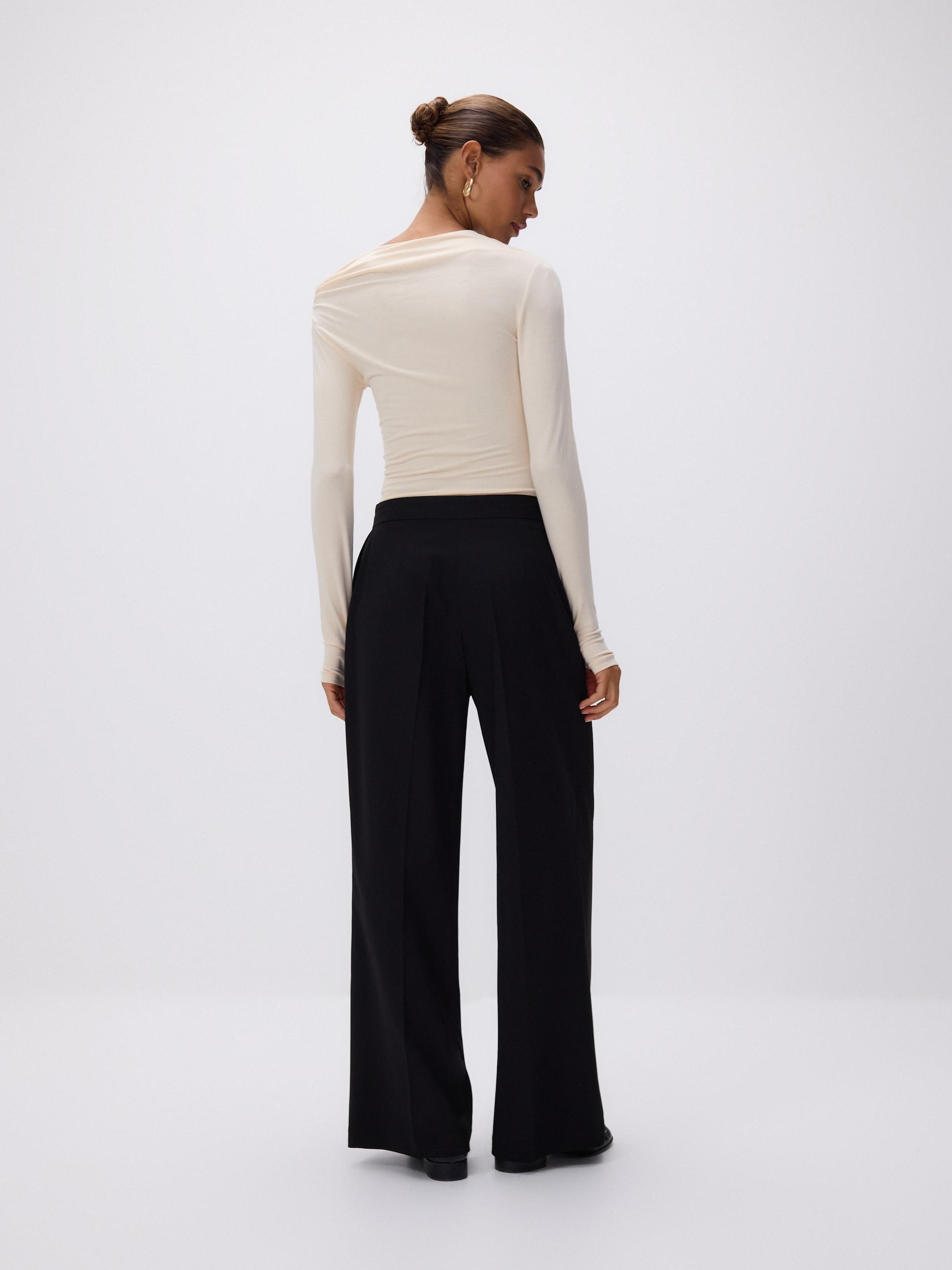 Black Wool Blend Trousers, Black, large image number 4