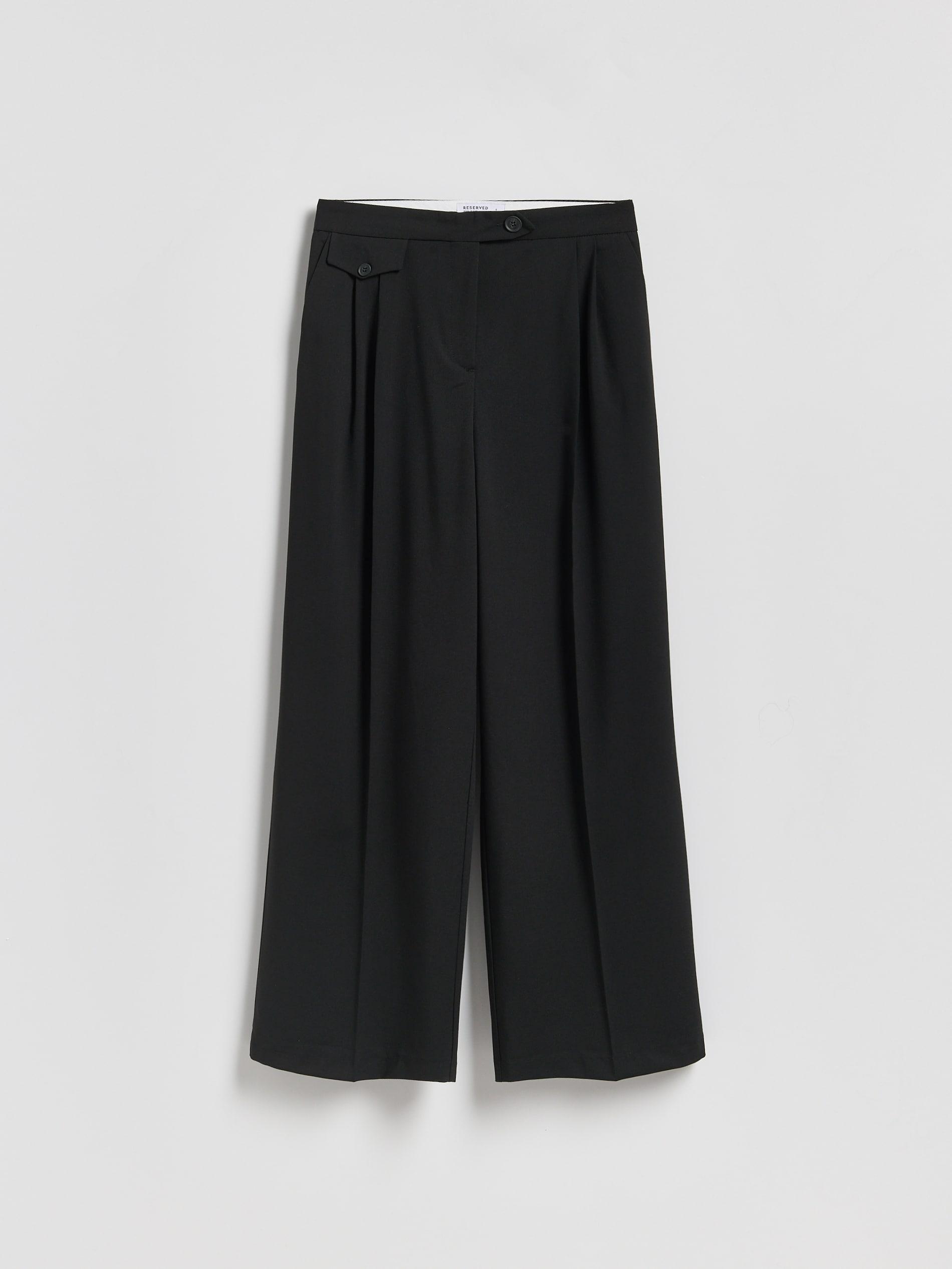 Black Wool Blend Trousers, Black, large image number 5