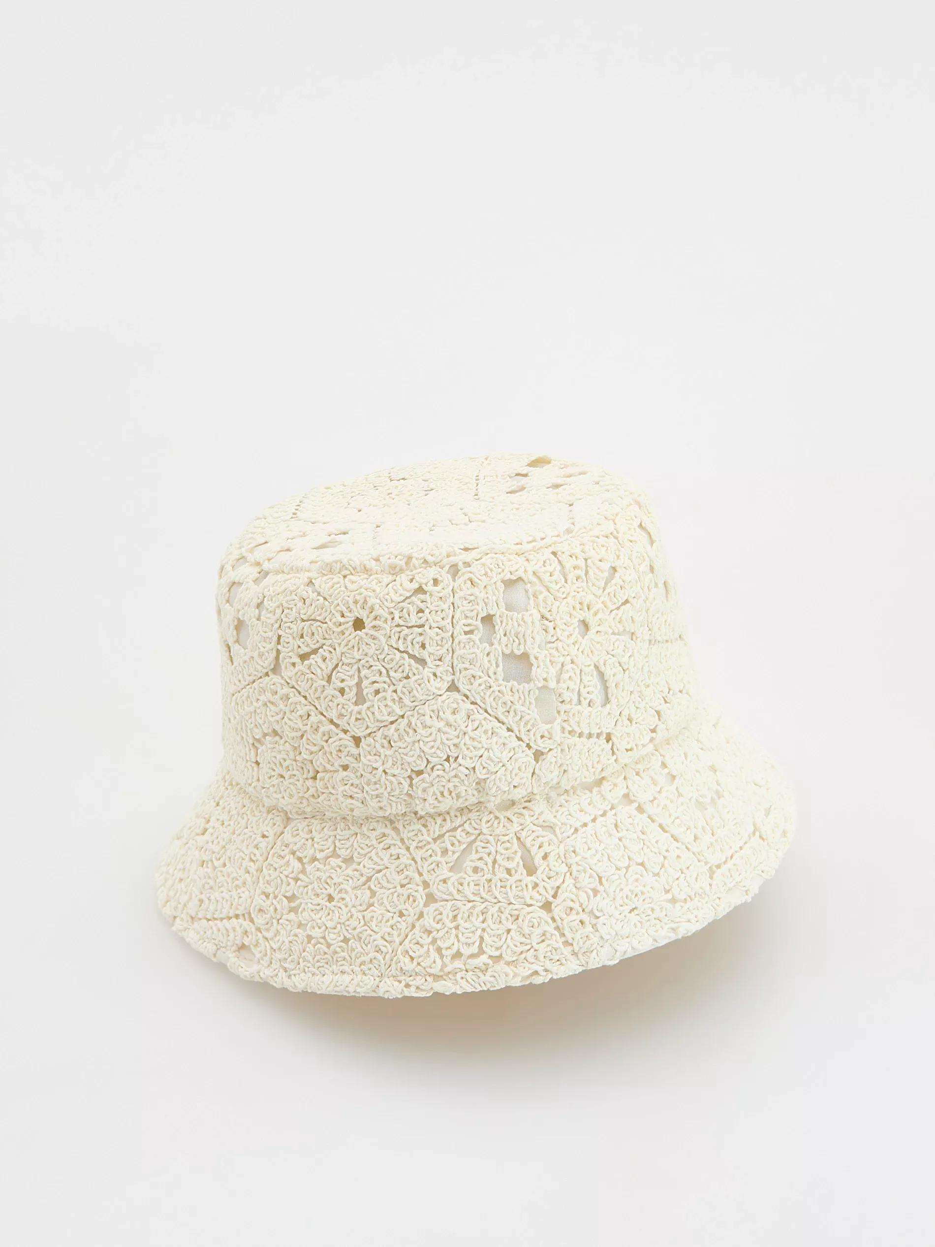 Beige Openwork Bucket Hat, , large image number 1