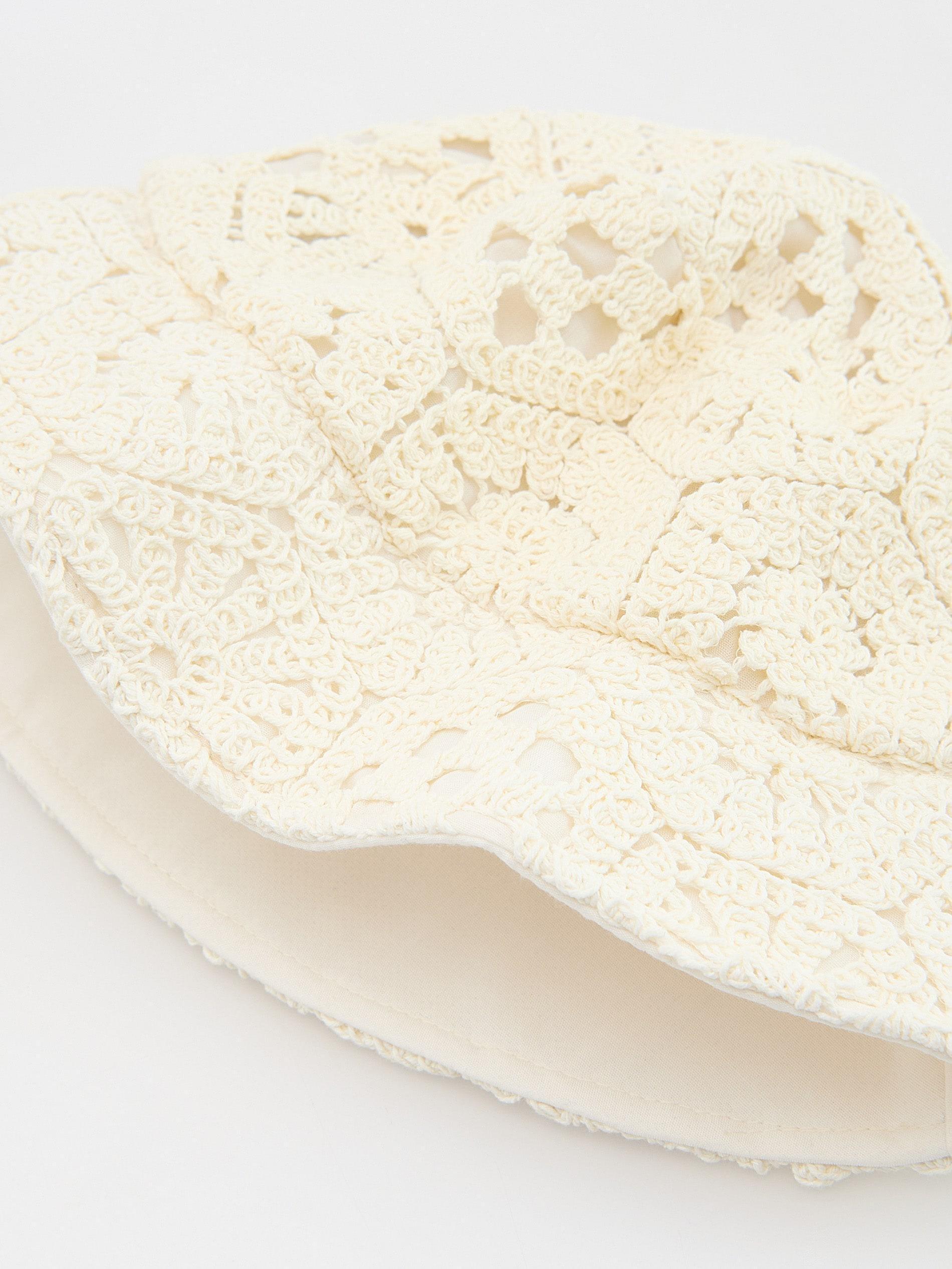 Beige Openwork Bucket Hat, , large image number 2