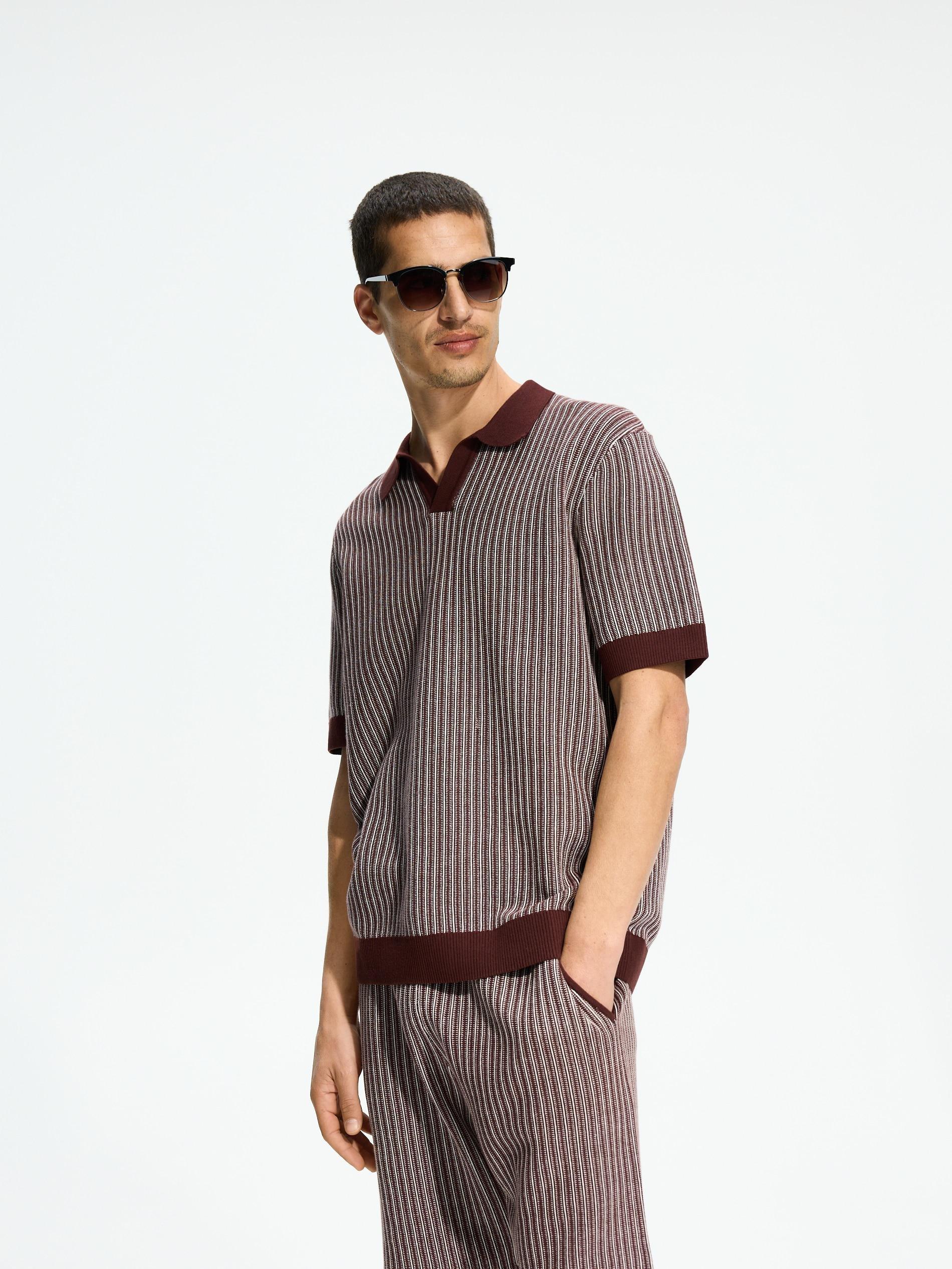 Brown Cotton Rich Polo Jumper, Brown, large image number 0