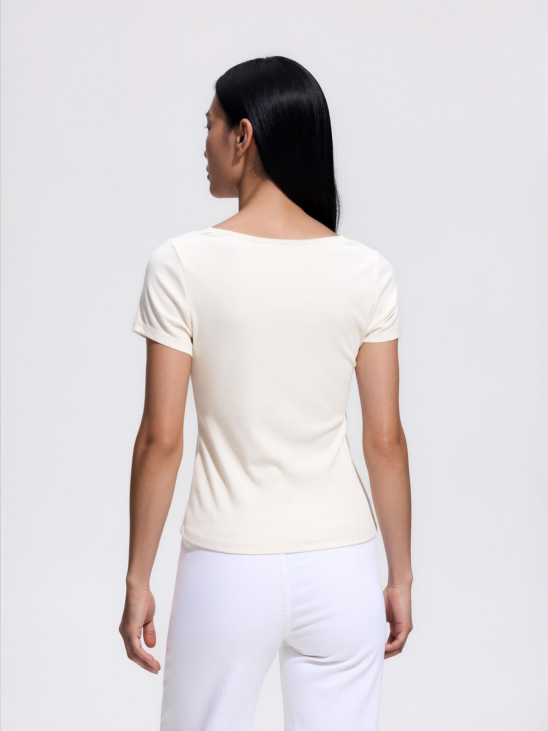 بلوزة فيسكوز كريمي, Ivory, large image number 3