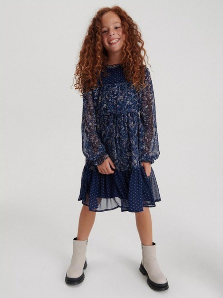 Reserved - Navy Patterned Dress, Kids Girl