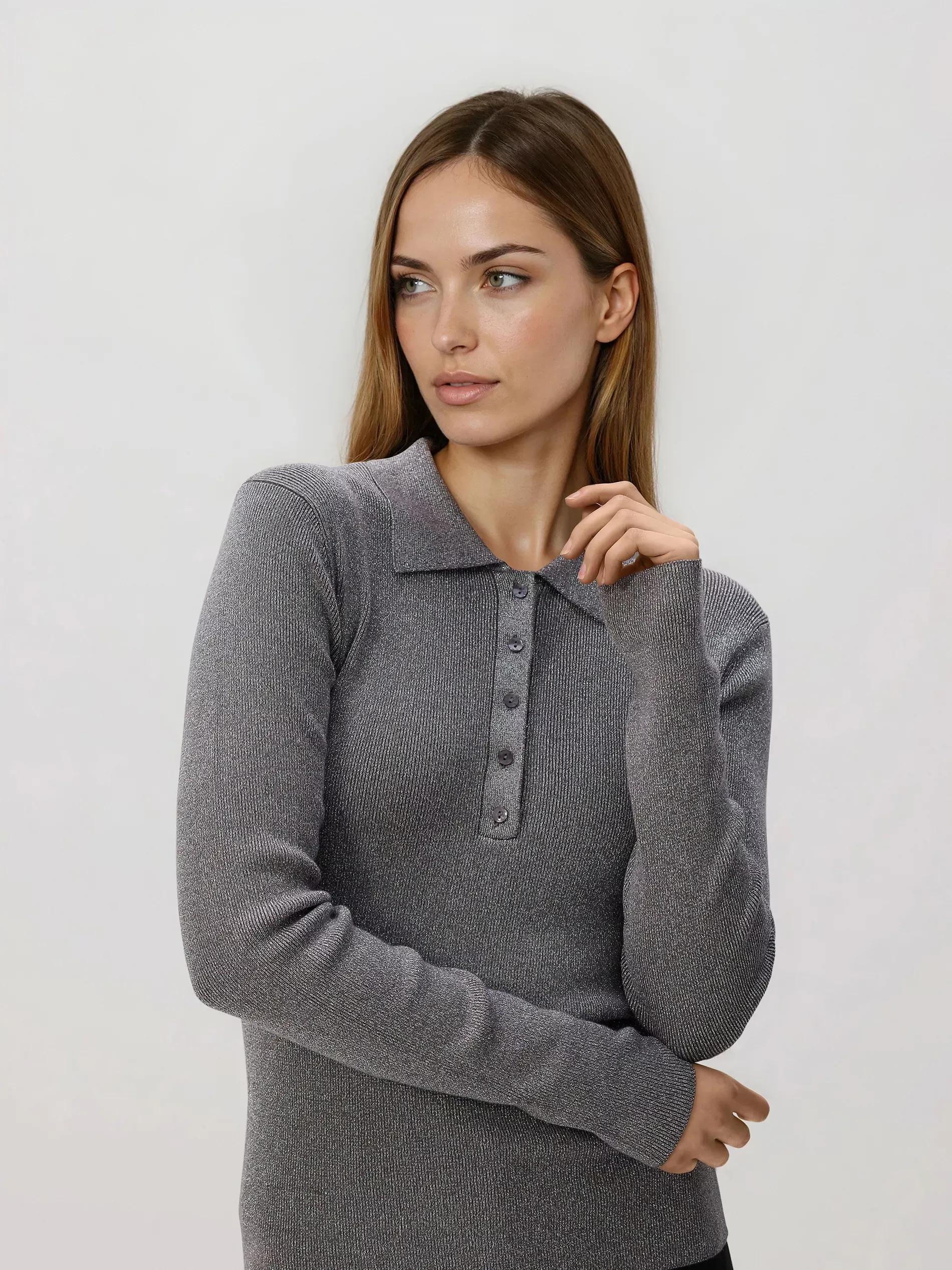 Grey Blouse With Collar, 7401_90L, large image number 0