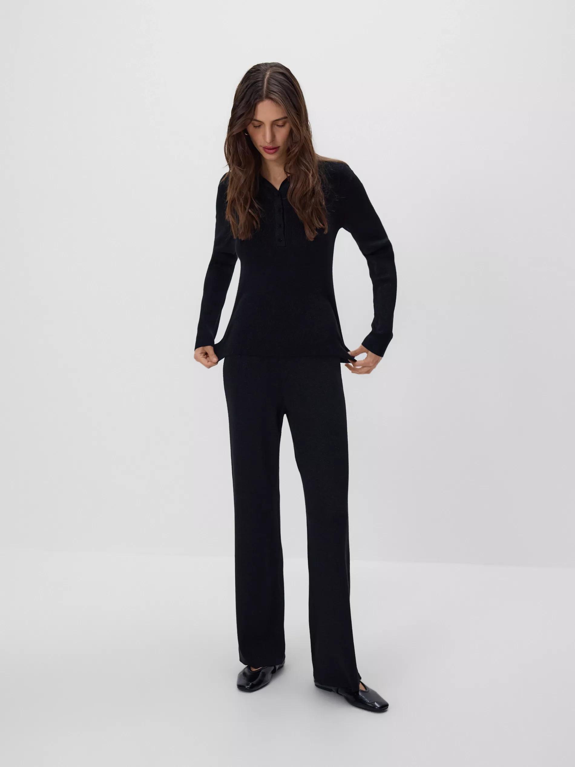 Black Blouse With Collar, 7401_99L, large image number 1