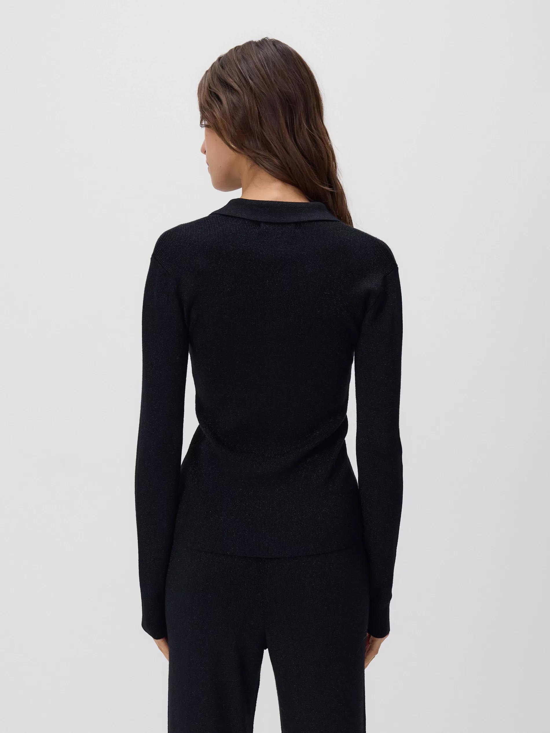 Black Blouse With Collar, 7401_99L, large image number 3