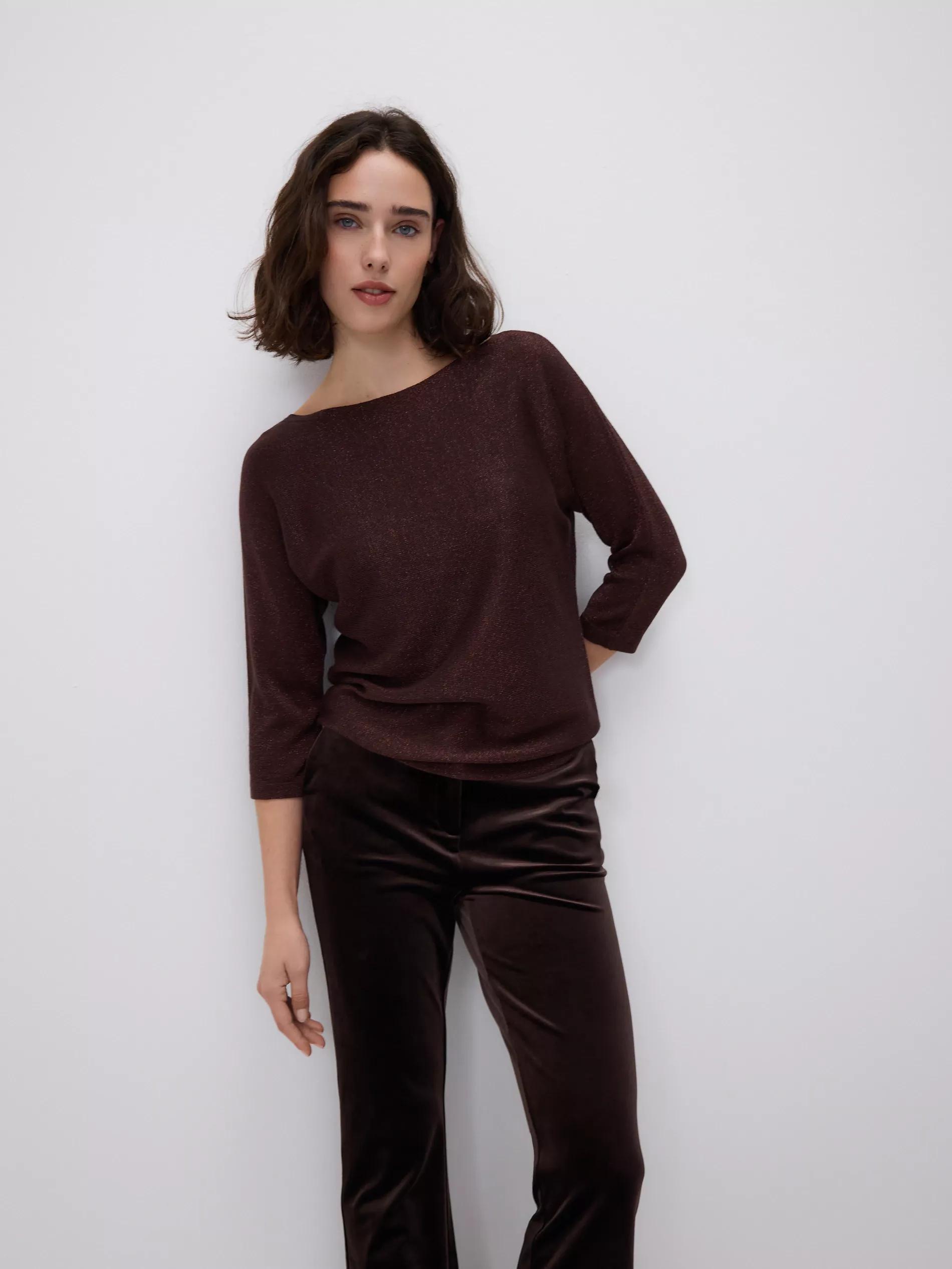 Brown Metallic Knit Jumper, 7401_88L, large image number 0