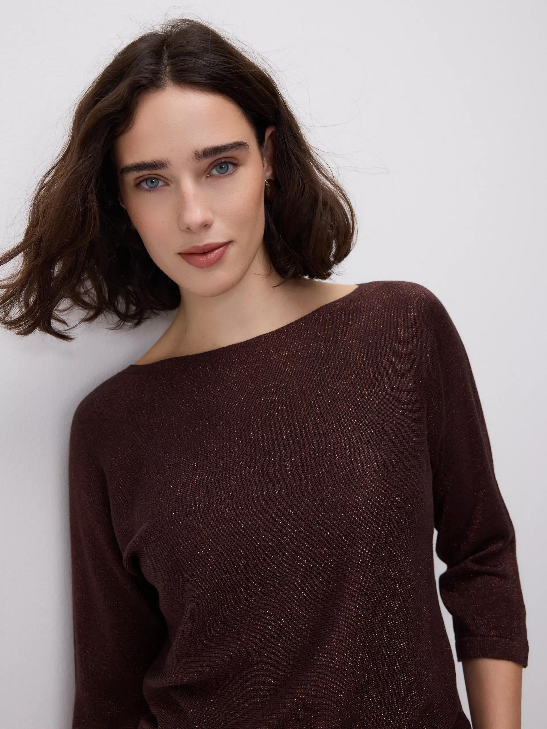 Brown Metallic Knit Jumper, 7401_88L, large image number 4