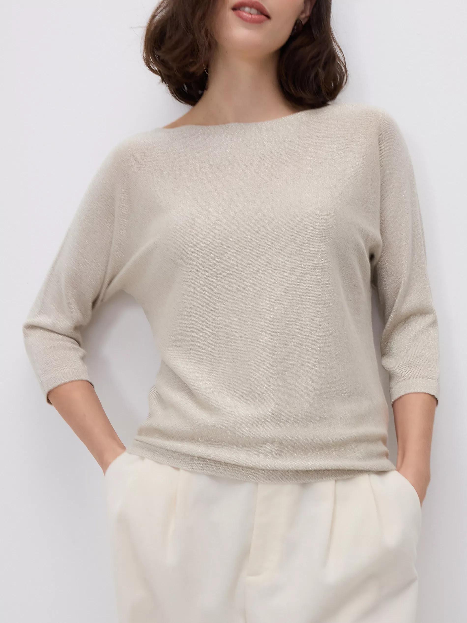 Gold Metallic Knit Jumper, Golden, large image number 1