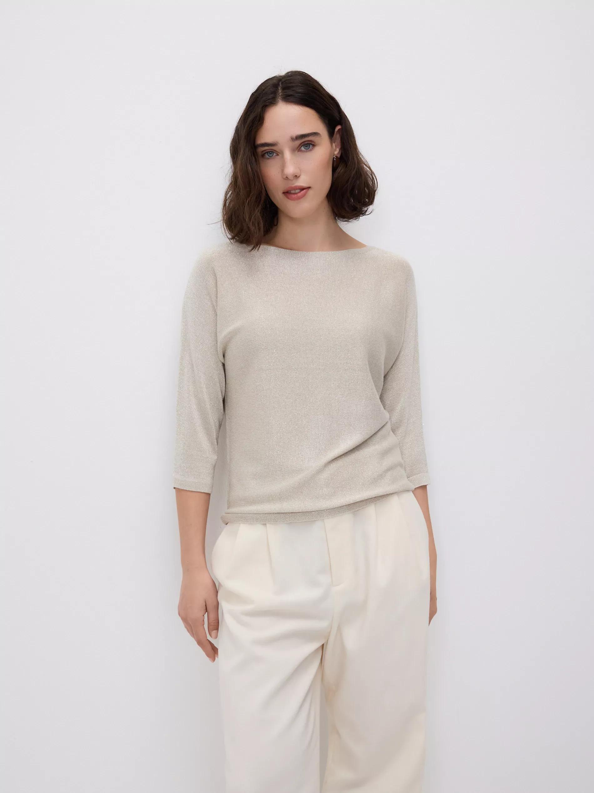 Gold Metallic Knit Jumper, Golden, large image number 3