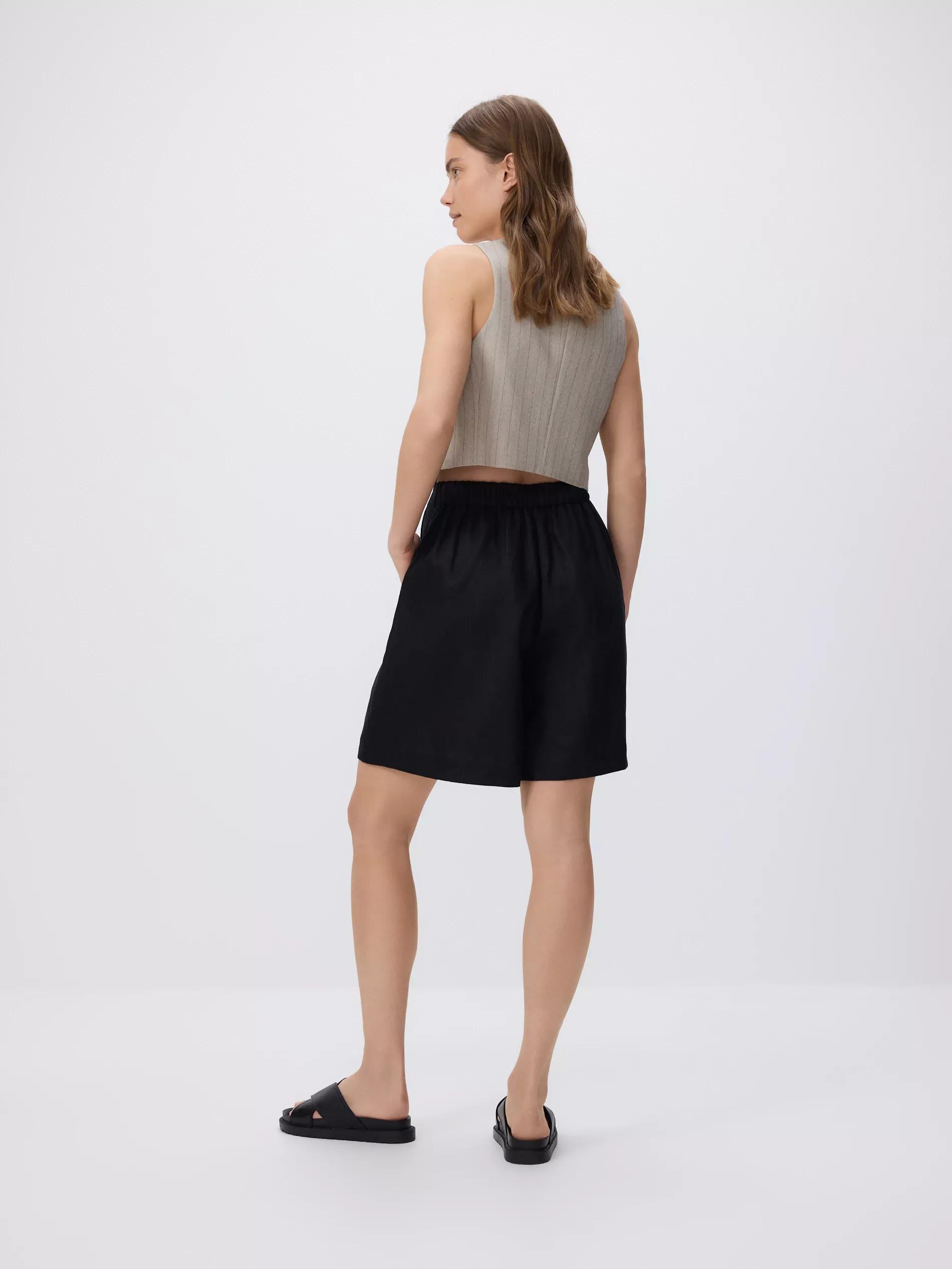 Black Linen Shorts, , large image number 2