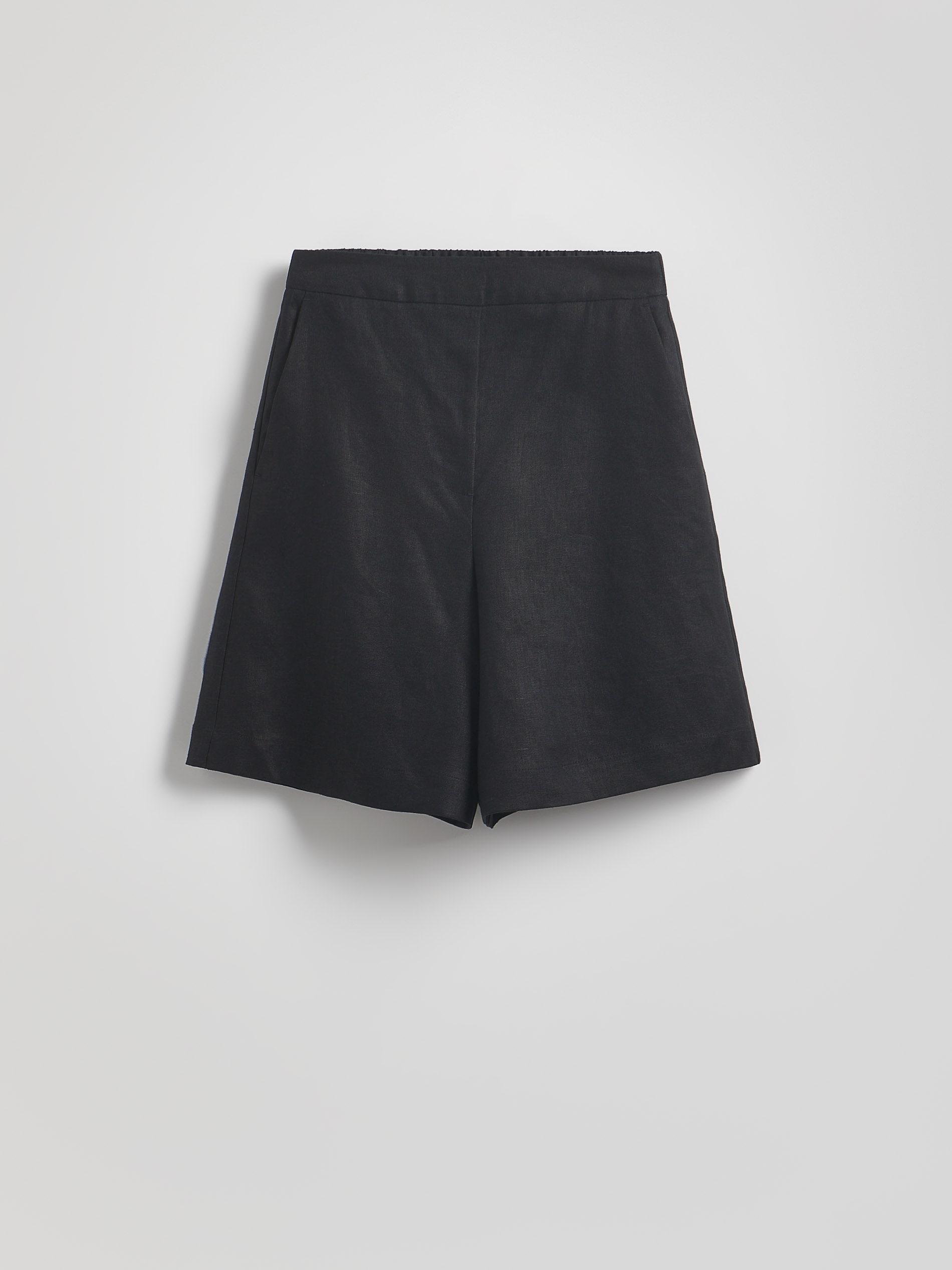 Black Linen Shorts, , large image number 4
