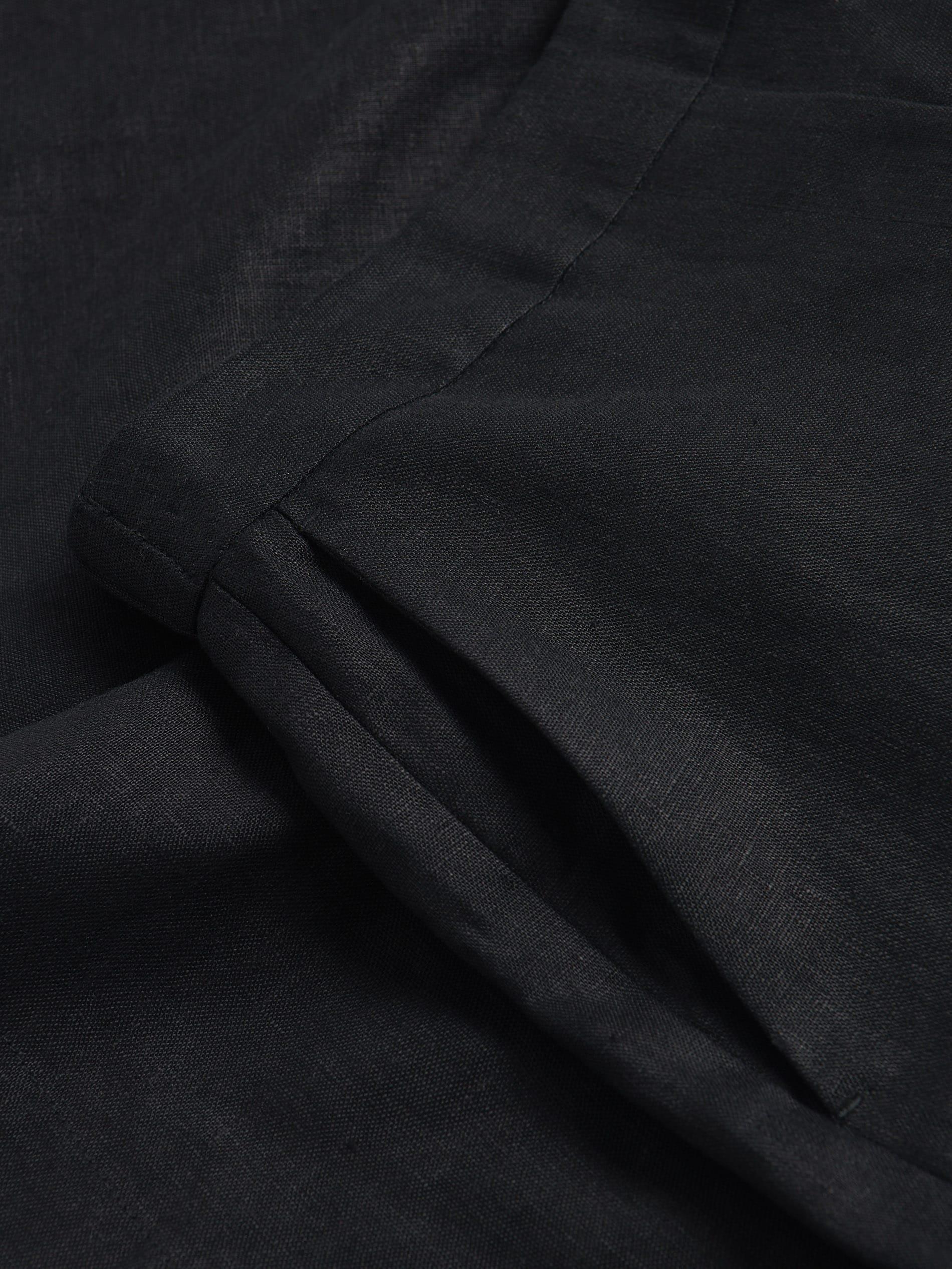 Black Linen Shorts, , large image number 5