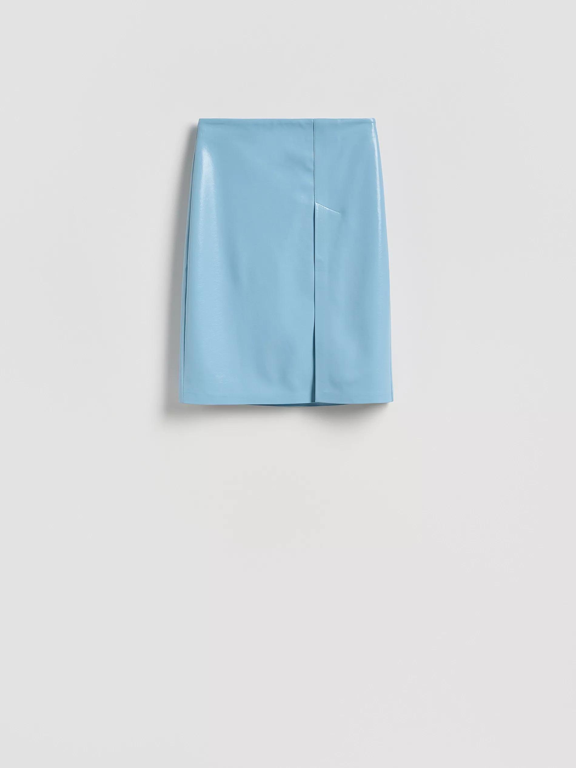 LIGHT BLUE Faux leather skirt, Blue, large image number 0