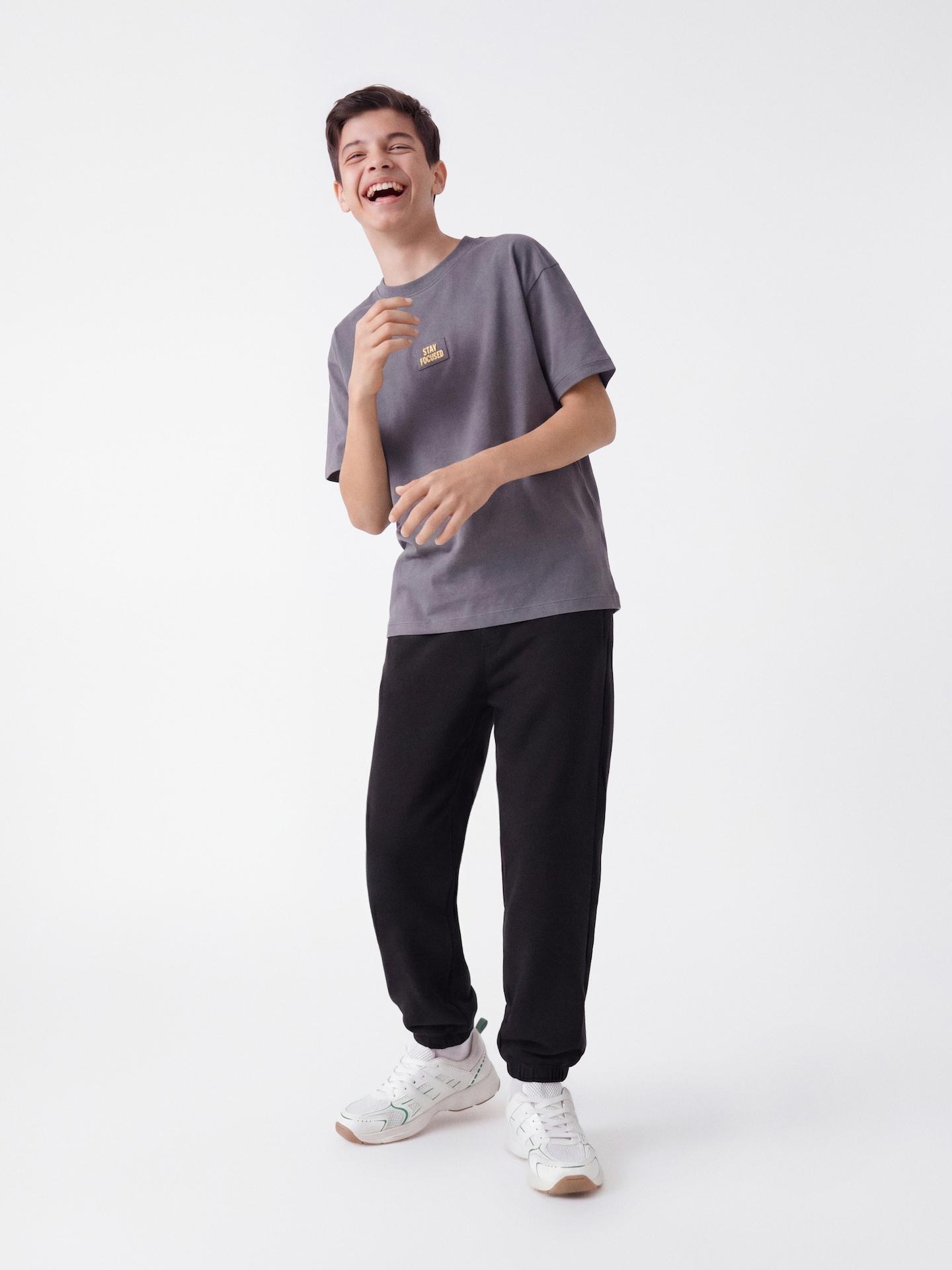 Black Cotton Joggers, Black, large image number 0