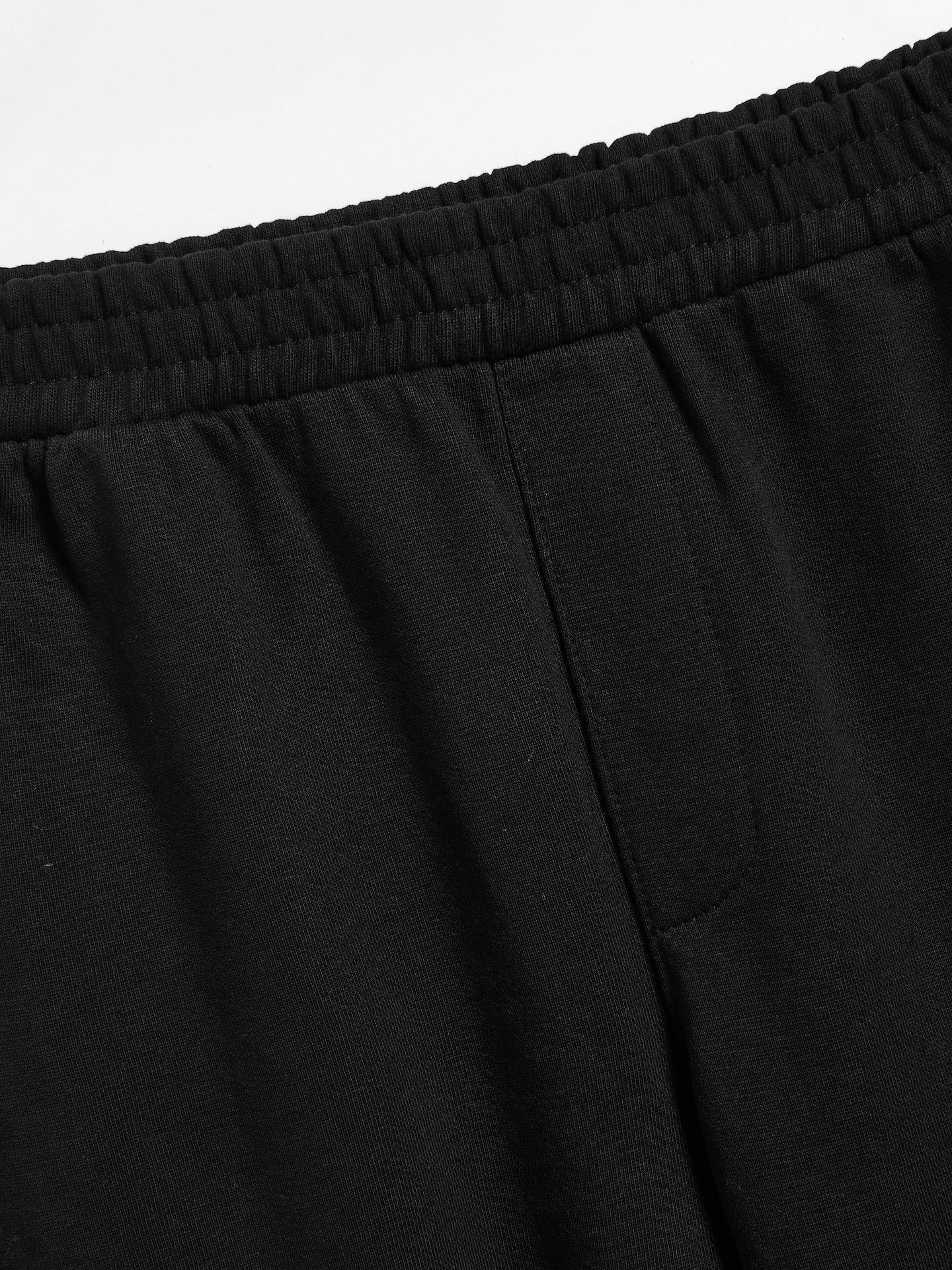 Black Cotton Joggers, Black, medium