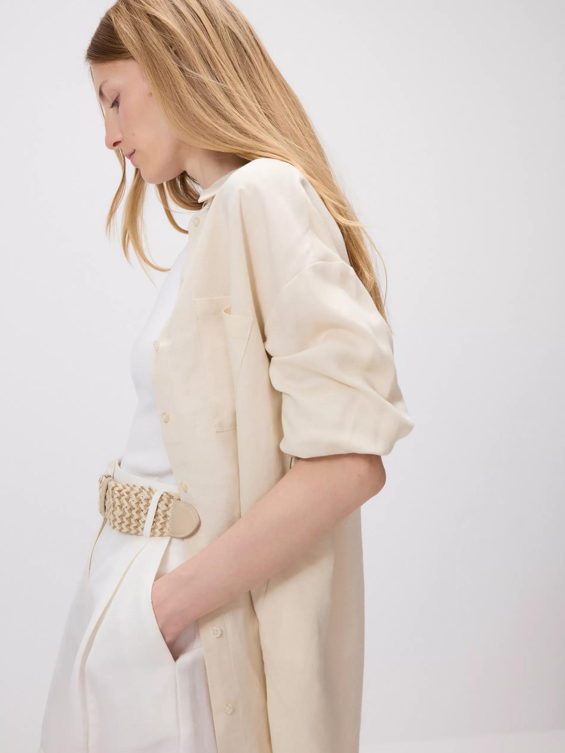 White Shorts With Linen Blend, , large image number 2